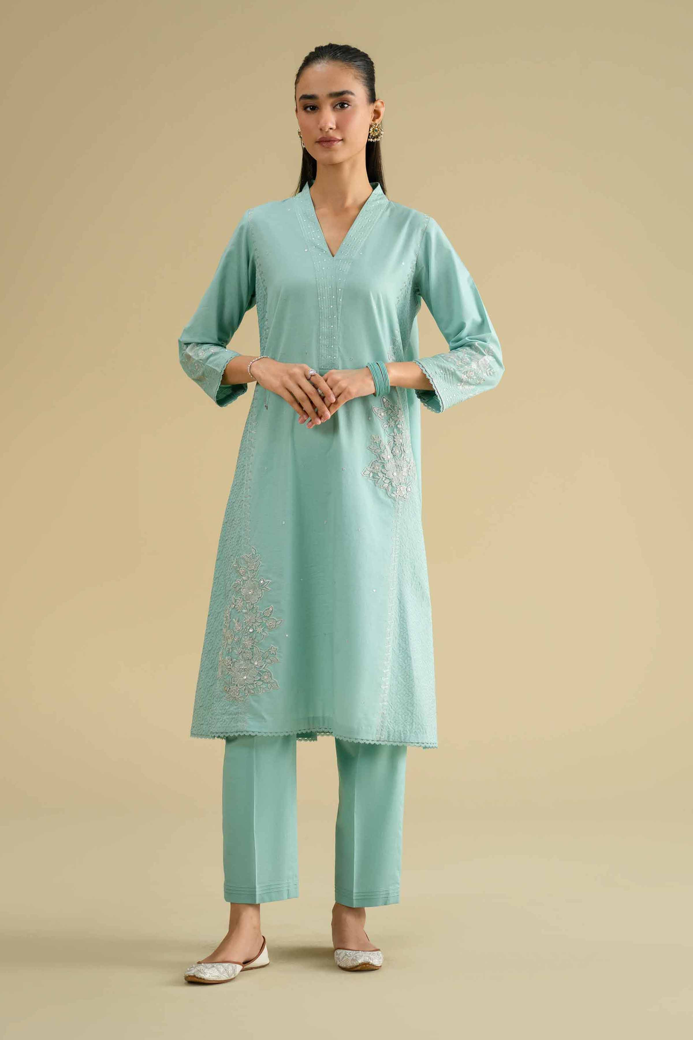 Nishat UK - Blue Embroidered Cambric 2 Pieces ready To Wear luxury Dress