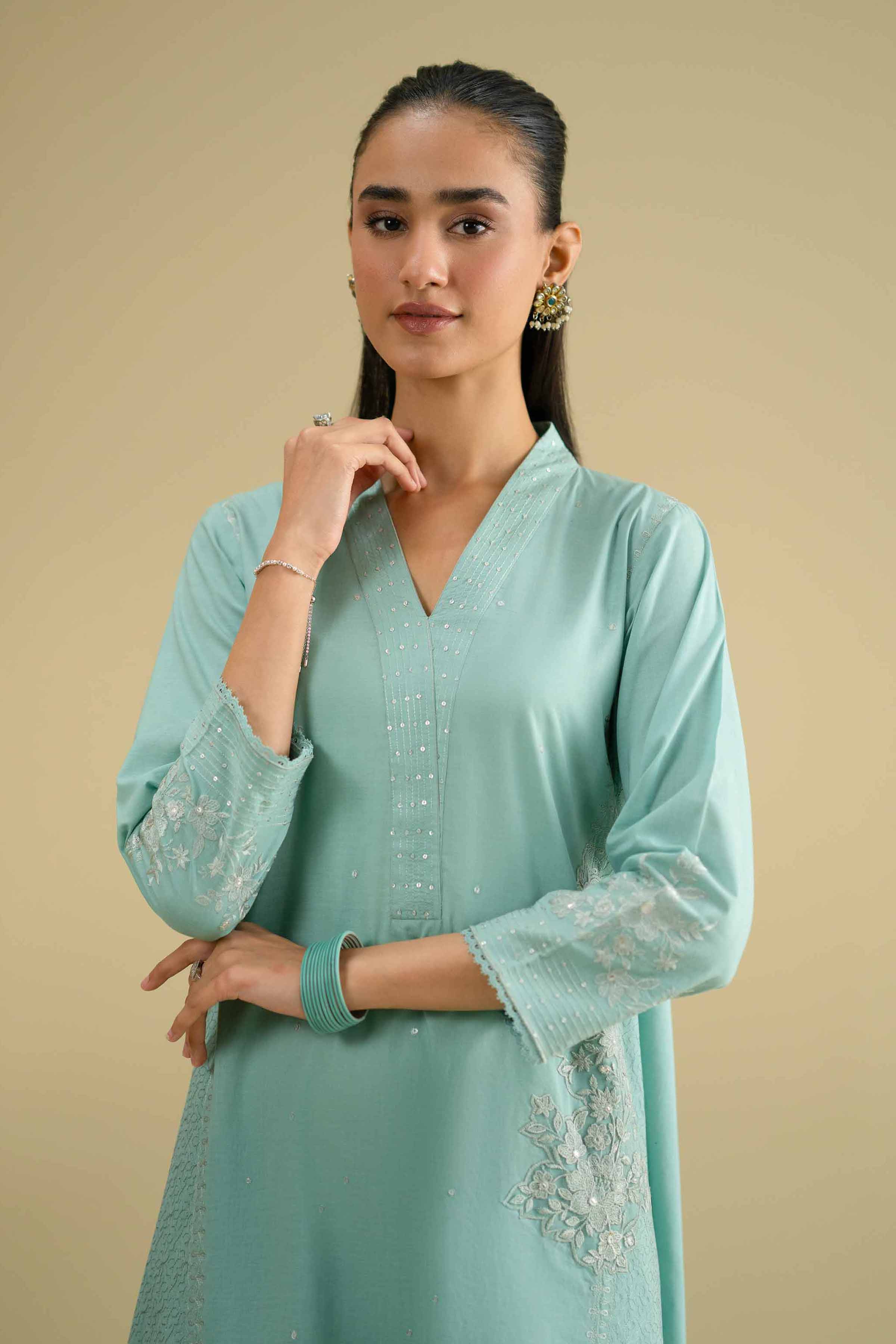 Nishat UK - Blue Embroidered Cambric 2 Pieces ready To Wear luxury Dress