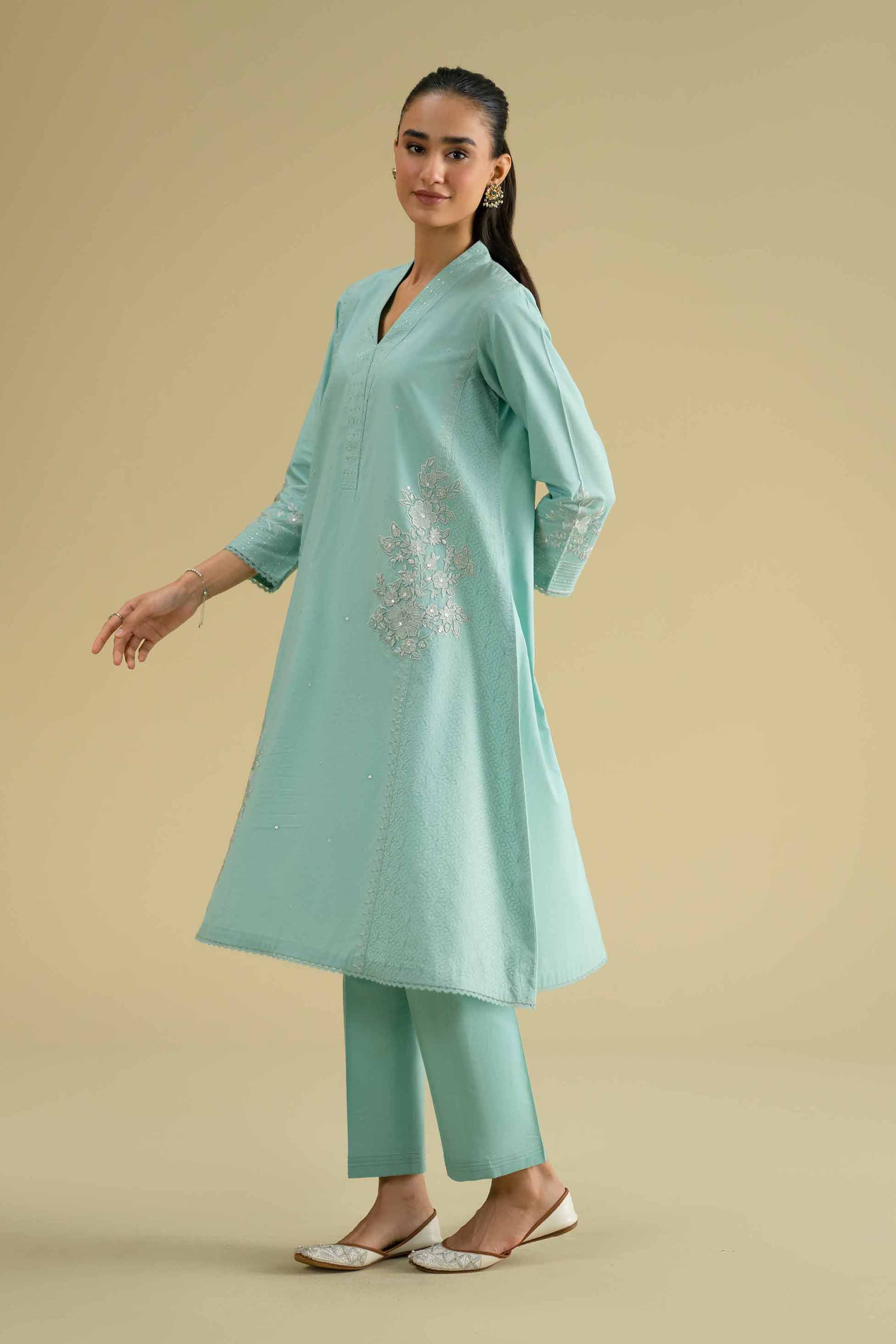 Nishat UK - Blue Embroidered Cambric 2 Pieces ready To Wear luxury Dress