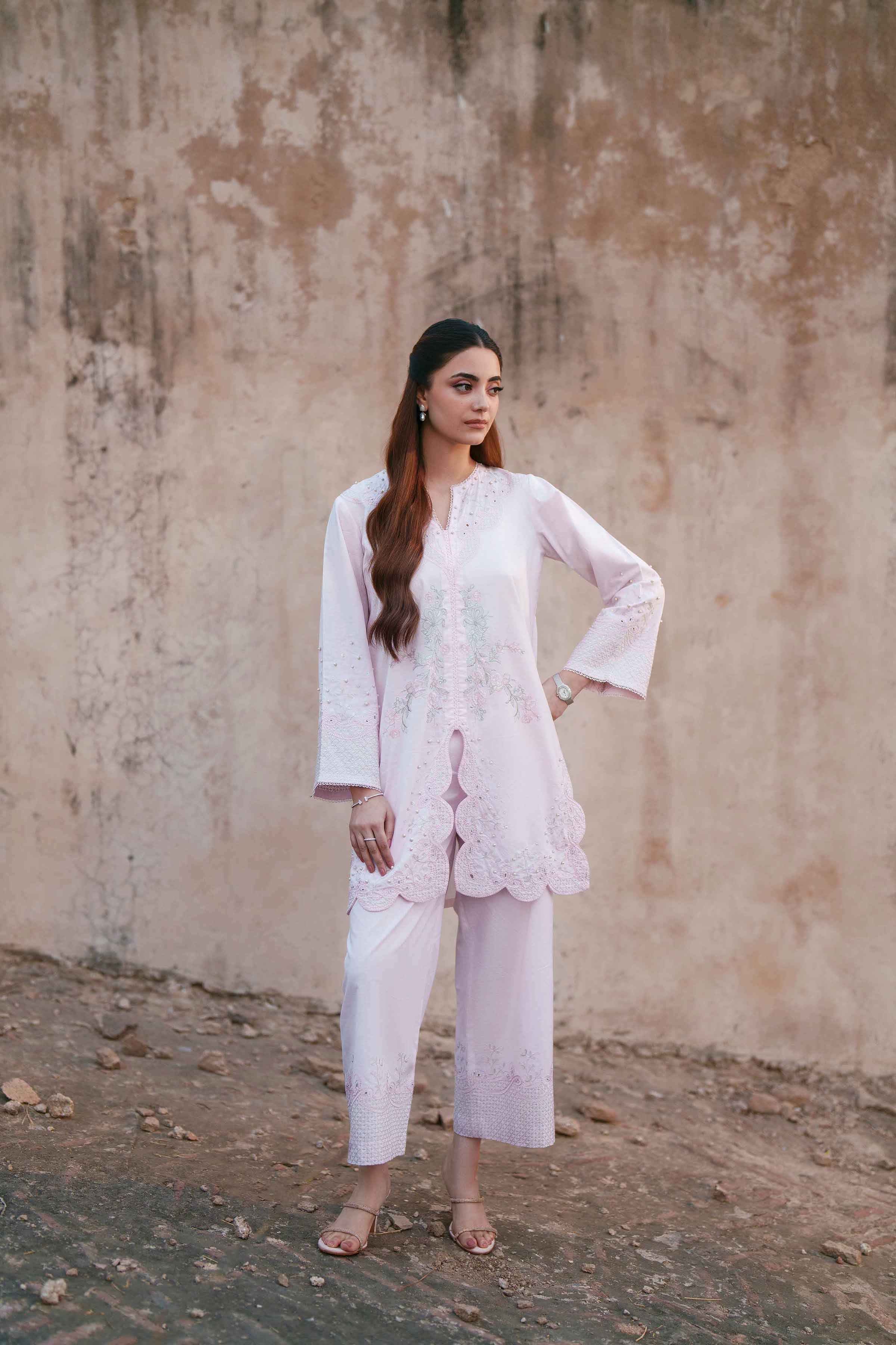 NishatUK - Pink Embroidered Cambric 2-piece ready to wear Dress