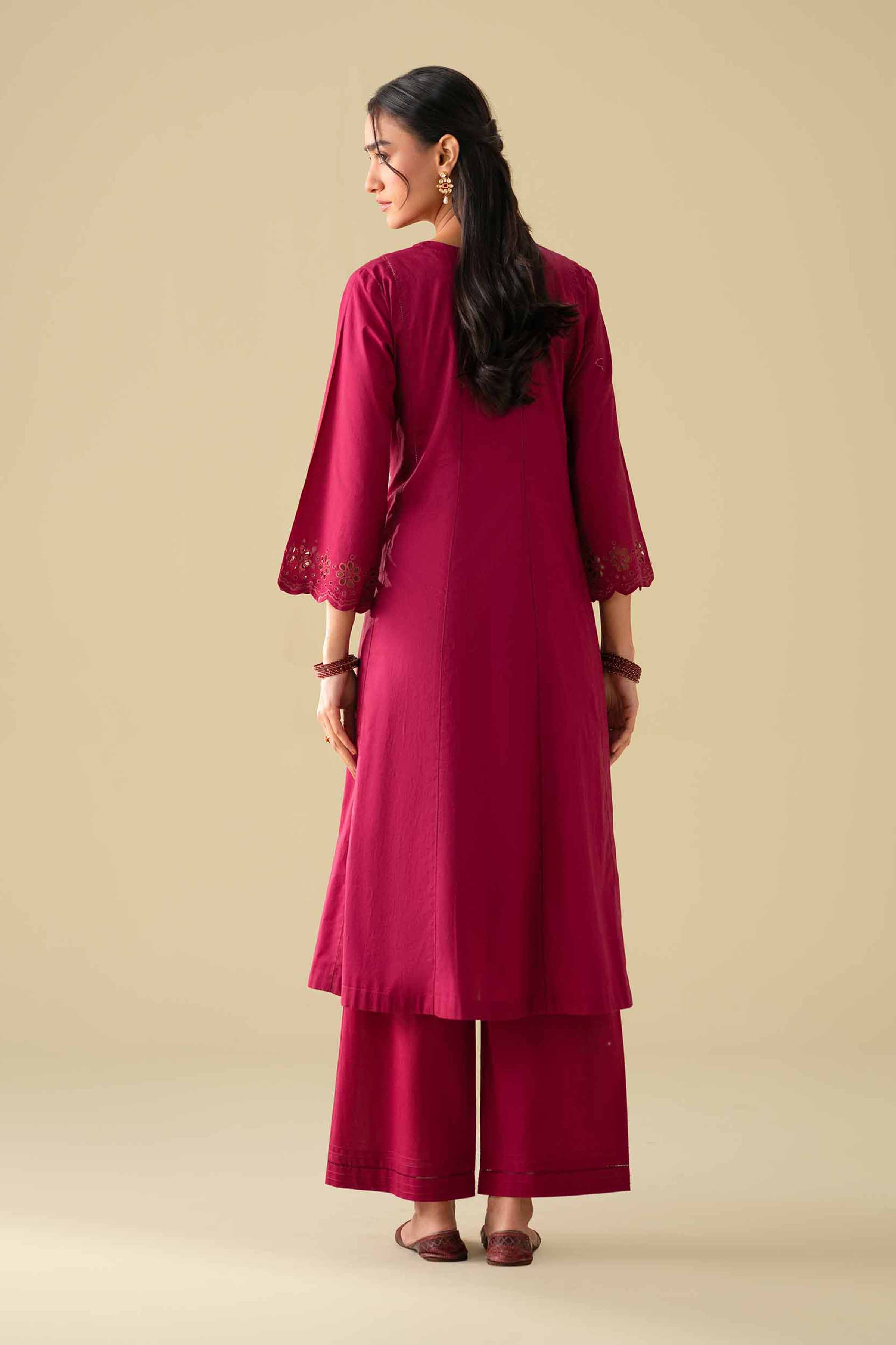 NishatUK - Red Embroidered Cambric 2-piece ready to wear Dress