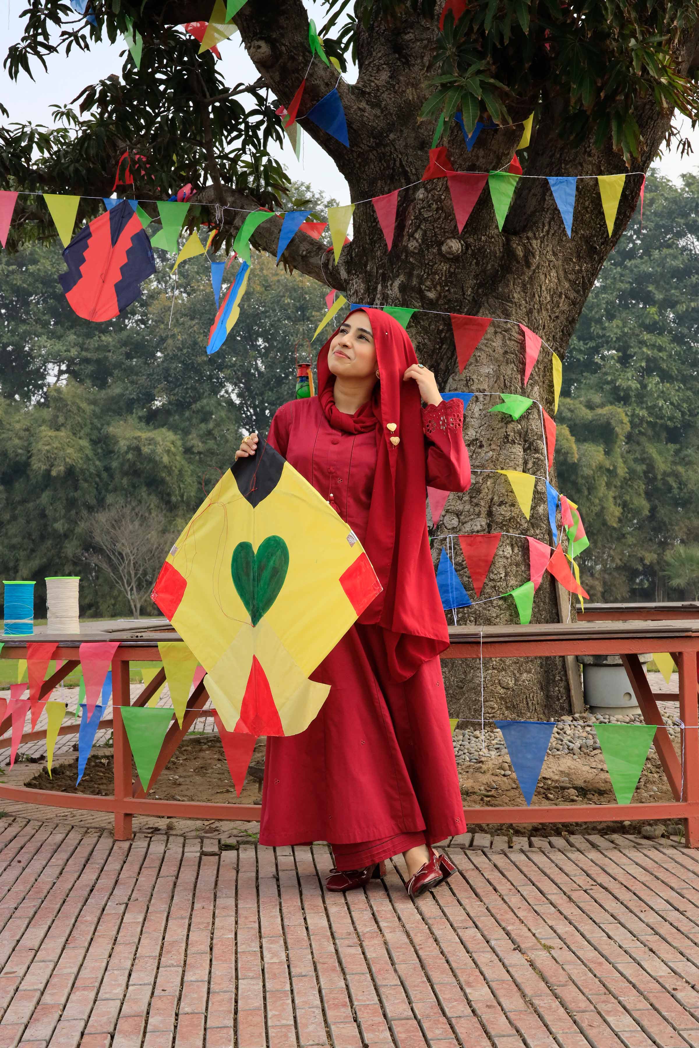 NishatUK - Red Embroidered Cambric 2-piece ready to wear Dress