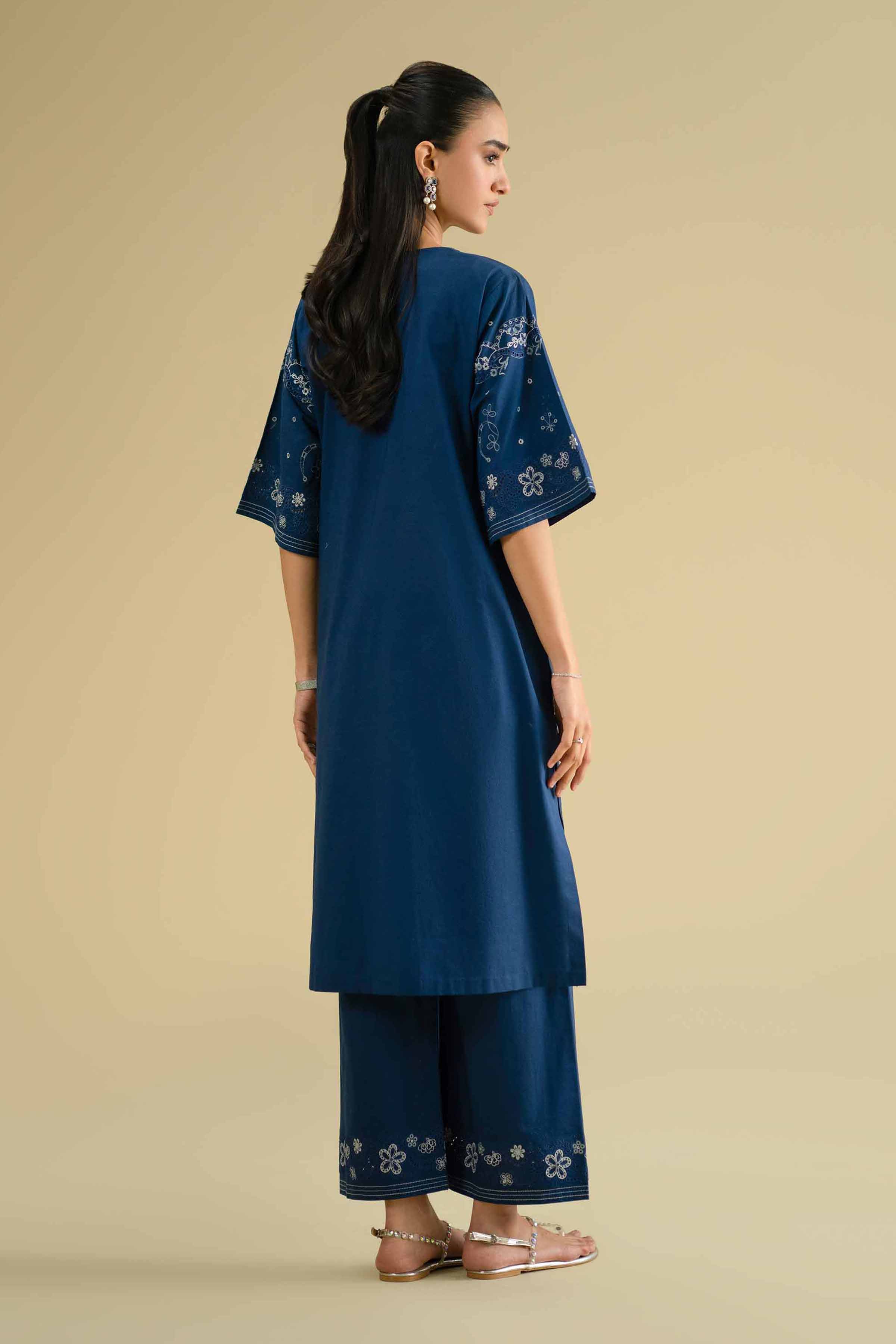 NishatUK - Blue Embroidered Cambric 2-piece ready to wear Dress