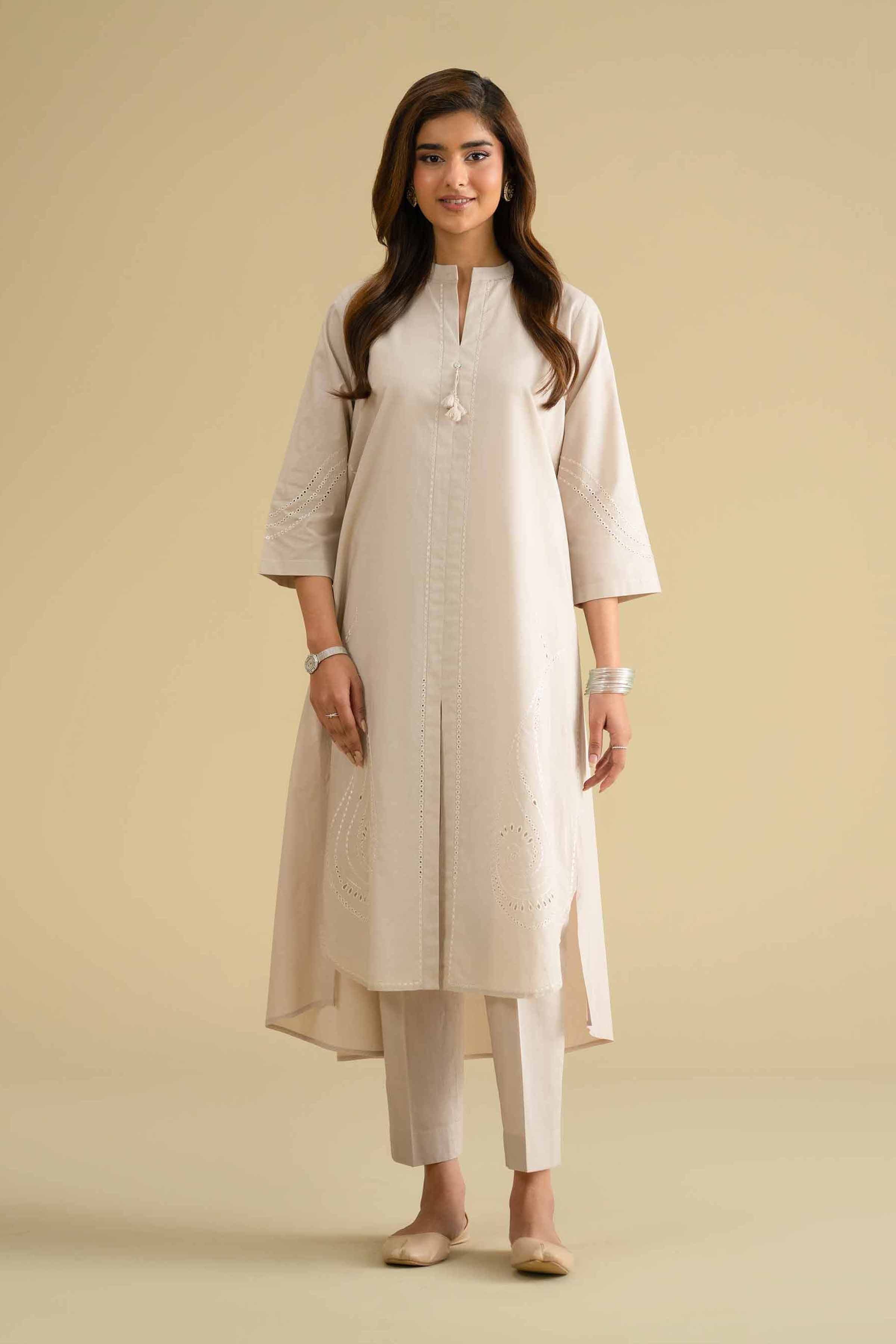 Nishat UK - Ivory Embroidered Cambric 2 Pieces ready To Wear luxury Dress