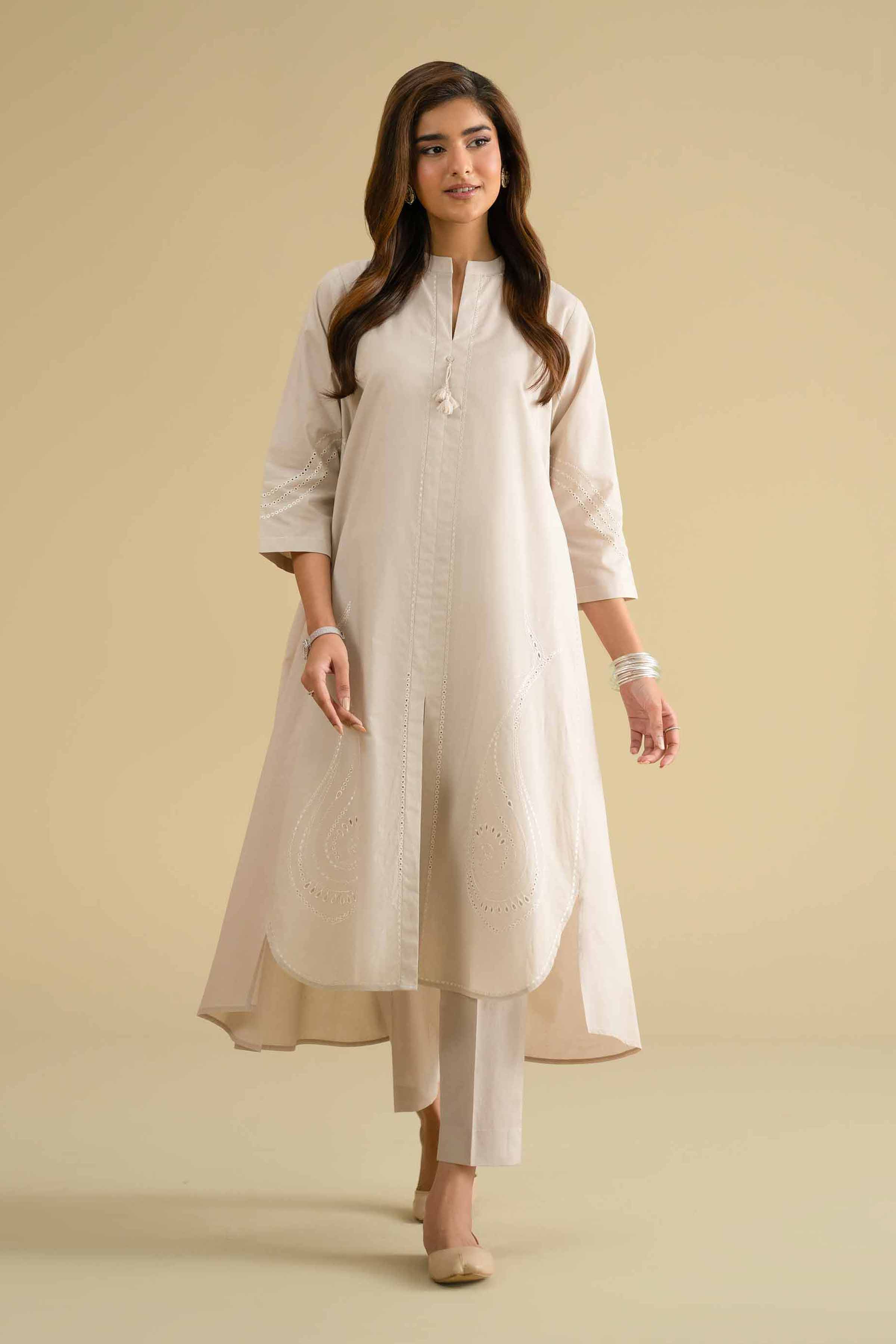 Nishat UK - Ivory Embroidered Cambric 2 Pieces ready To Wear luxury Dress