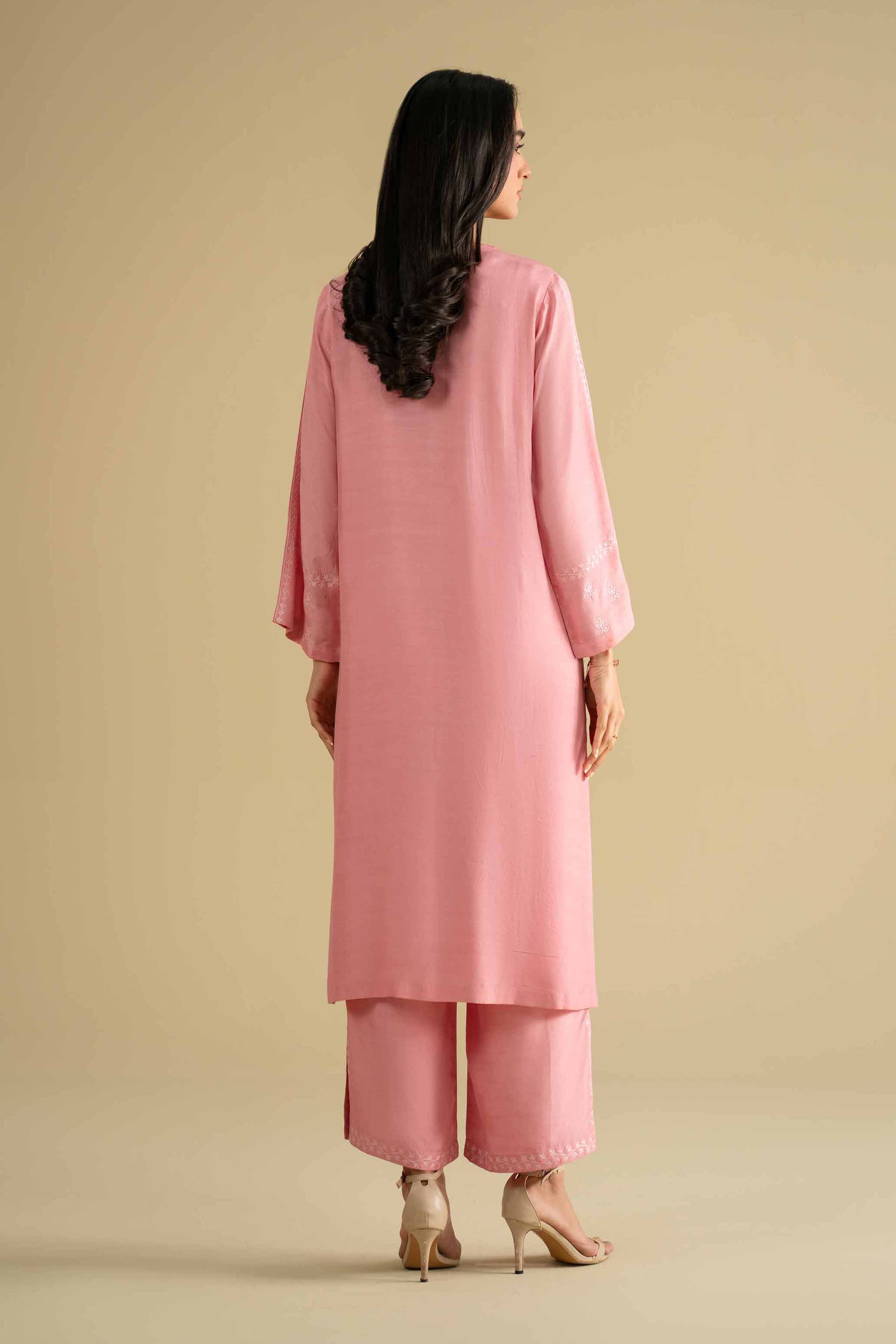 NishatUK - Pink Embroidered Silk 2-piece ready to wear luxury Dress