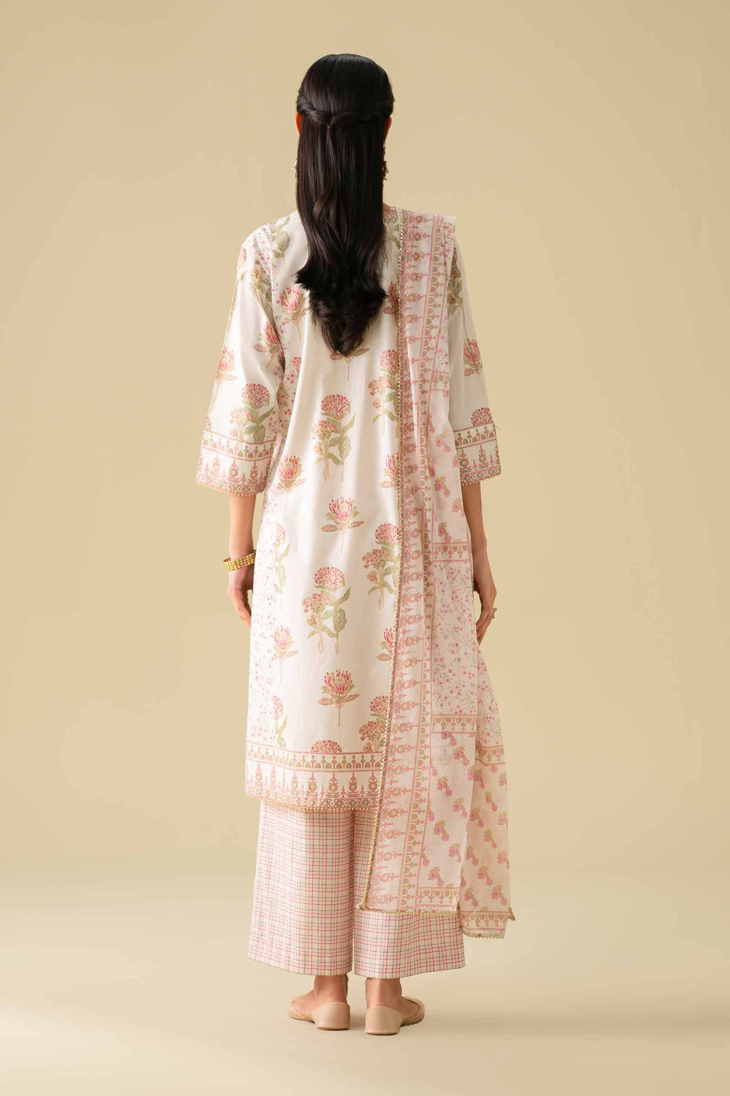 NishatUK - Off White Printed Cambric 3-piece ready to wear Suit
