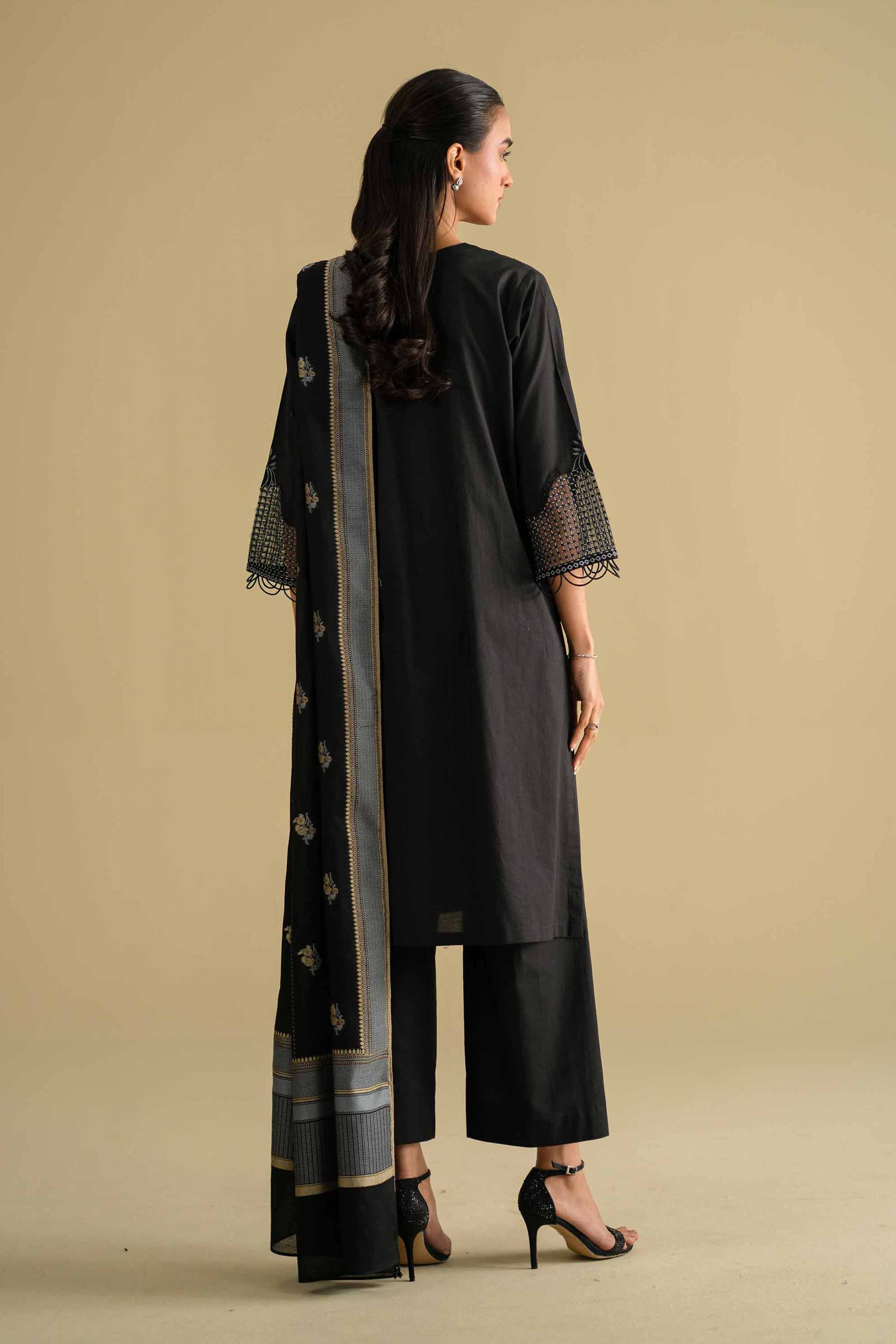 NishatUK - Black Embroidered Cambric  ready to wear Suit