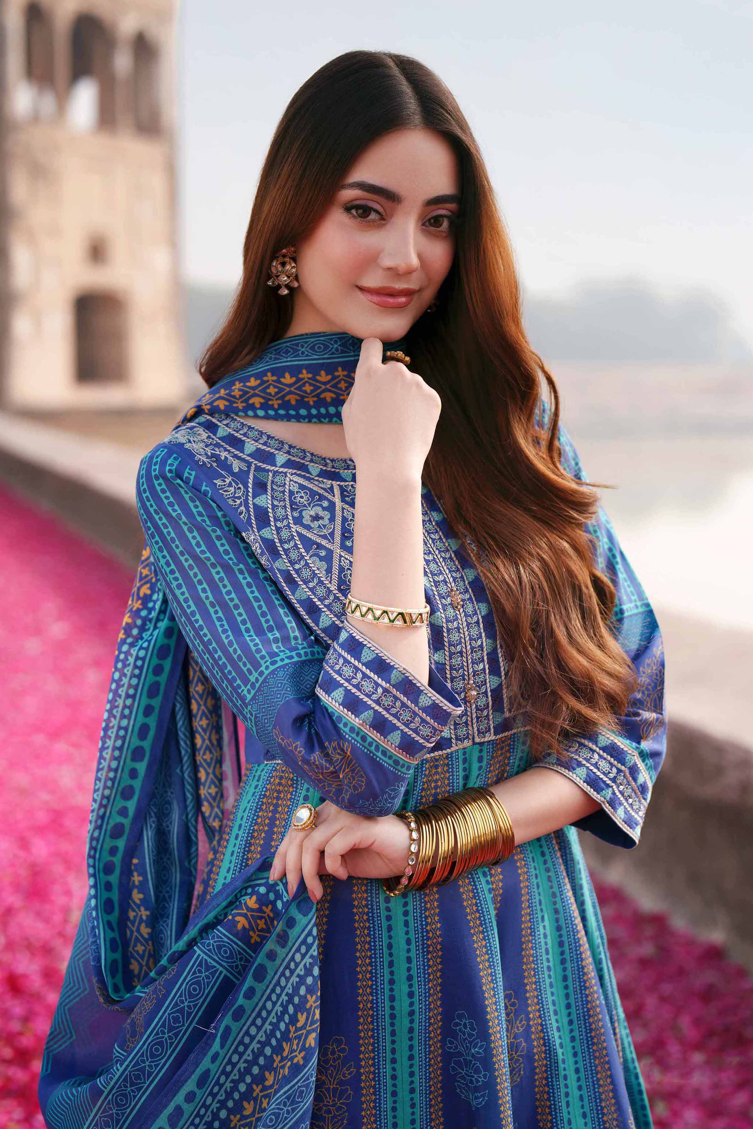 NishatUK - Blue Embroidered Lawn 3-piece ready to wear Suit