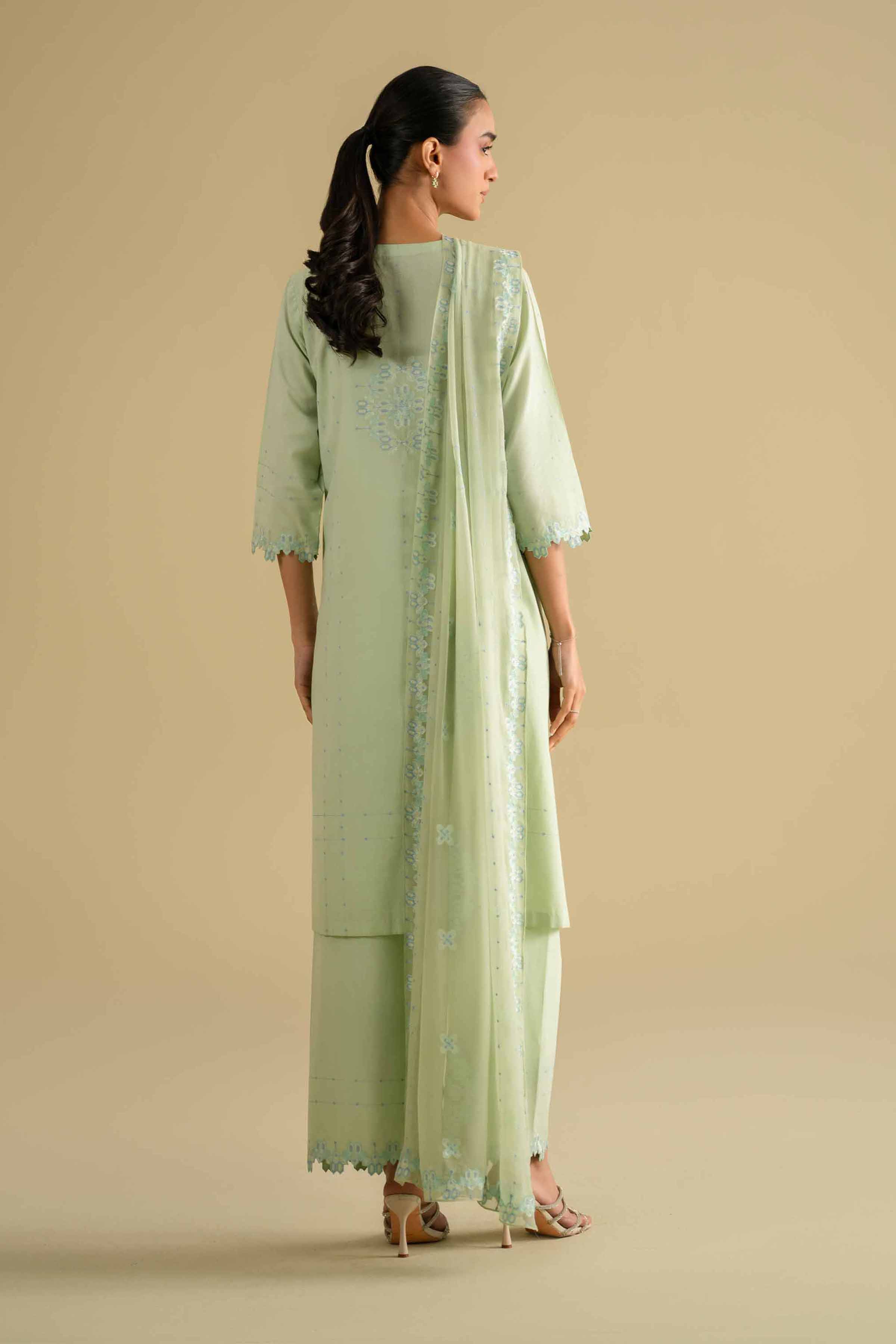 NishatUK - Green Embroidered Yarn Dyed 3-piece ready to wear luxury Suit