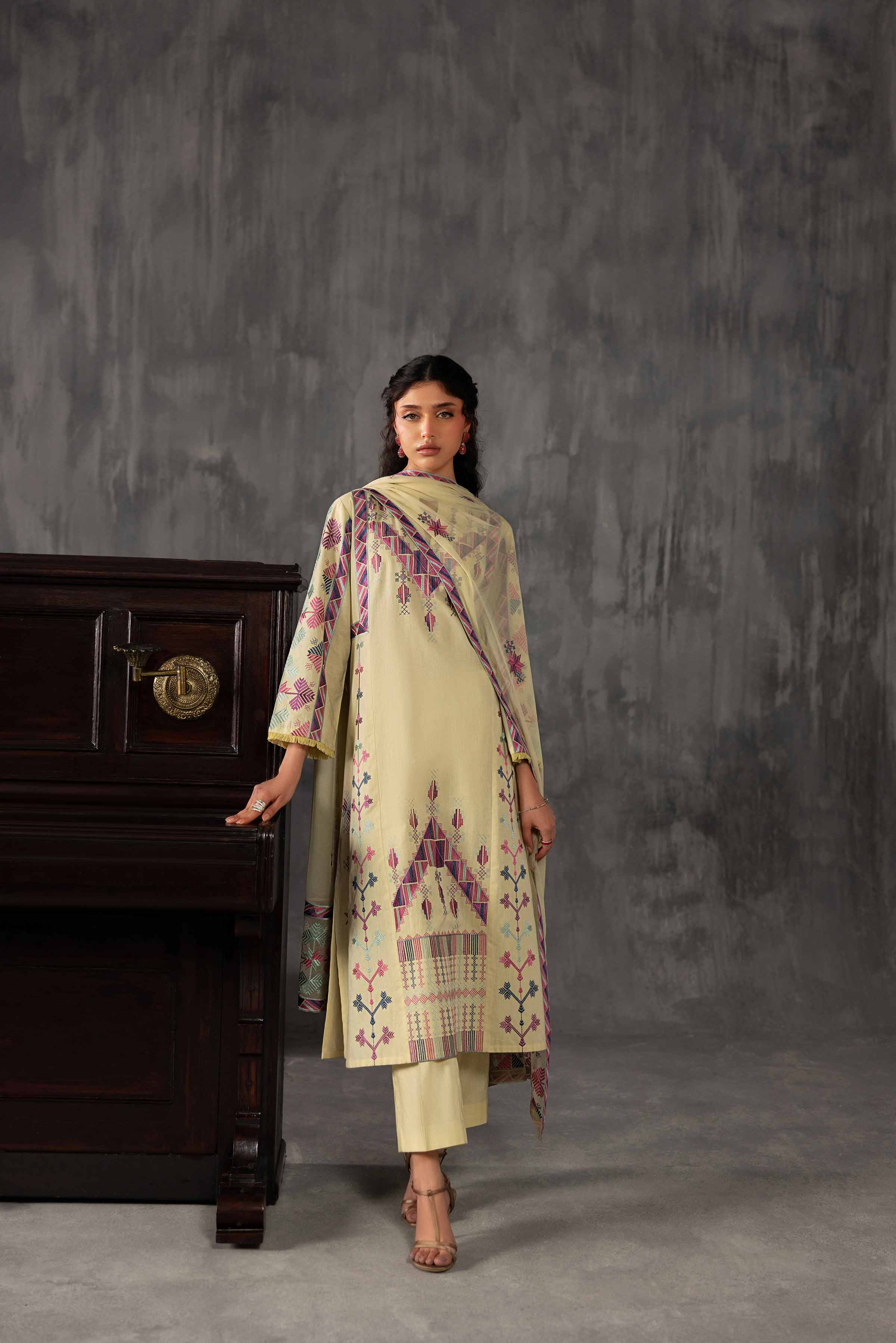 Nishat UK - Yellow Embroidered Yarn Dyed 3-piece ready to wear luxury Suit