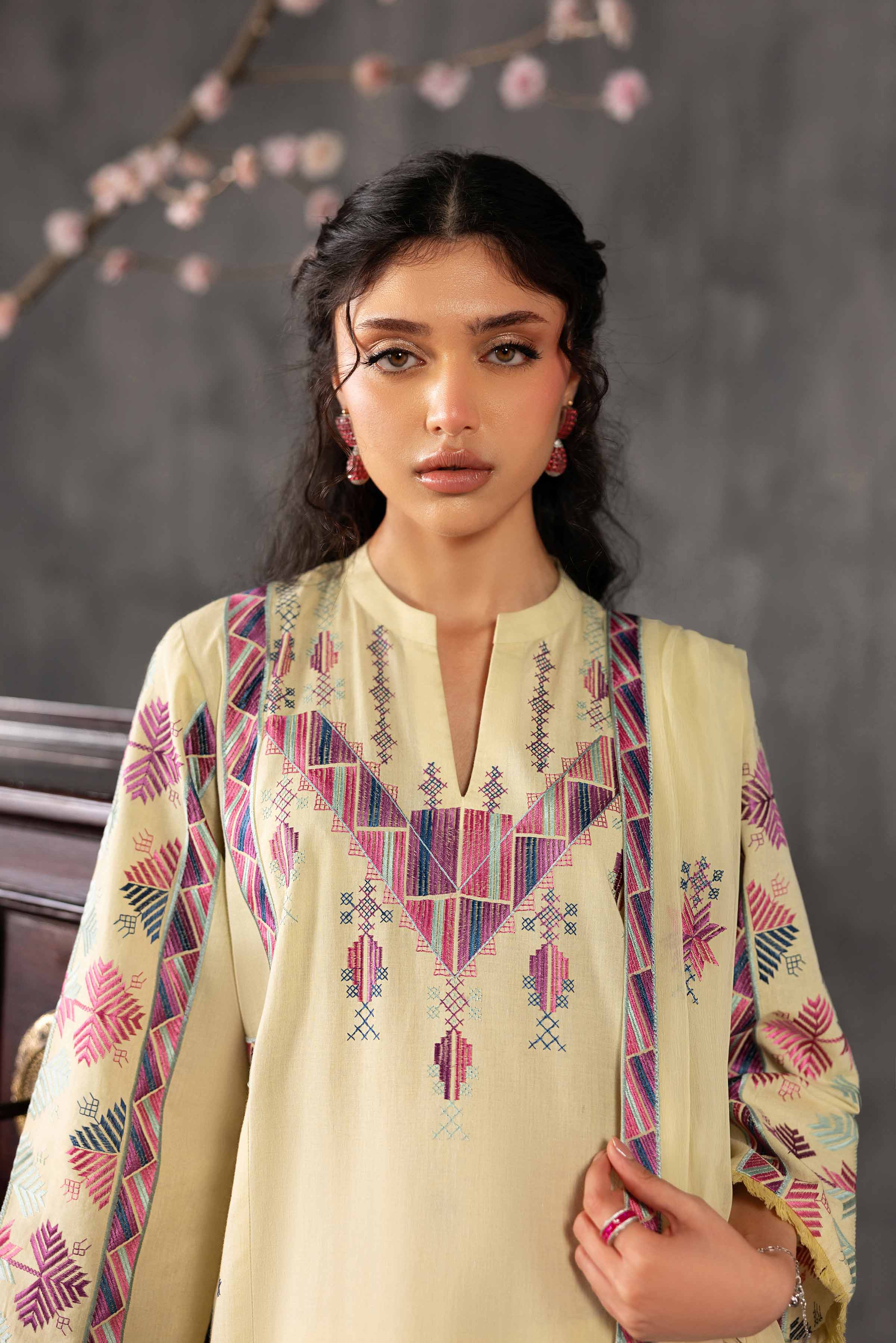 Nishat UK - Yellow Embroidered Yarn Dyed 3-piece ready to wear luxury Suit
