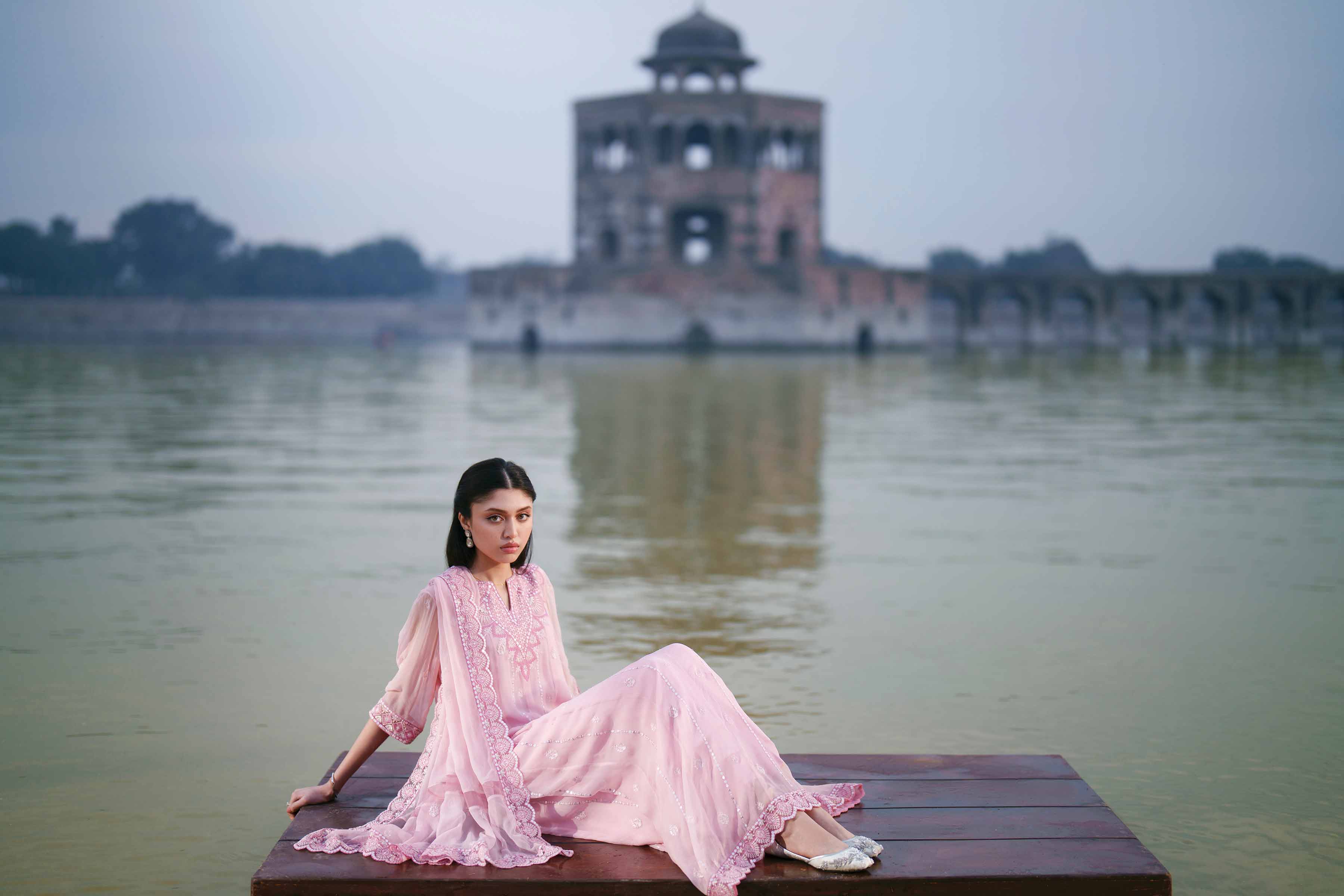 NishatUK - Pink Embroidered Chiffon 3-piece ready to wear luxury Suit
