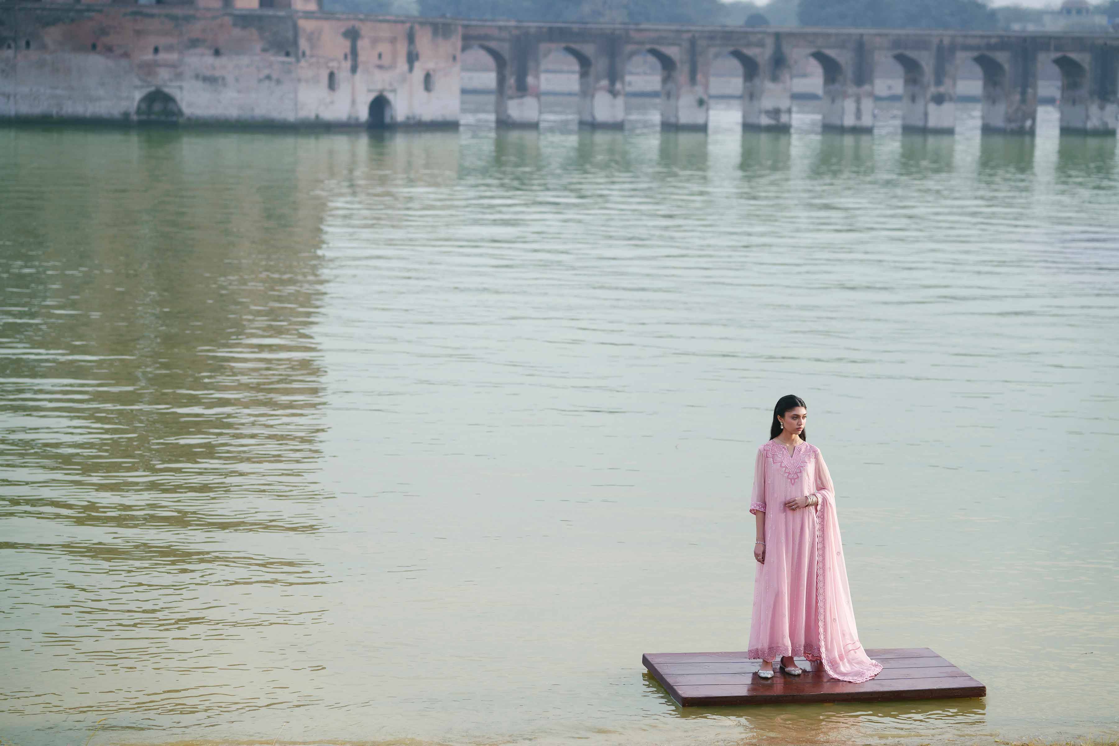 NishatUK - Pink Embroidered Chiffon 3-piece ready to wear luxury Suit