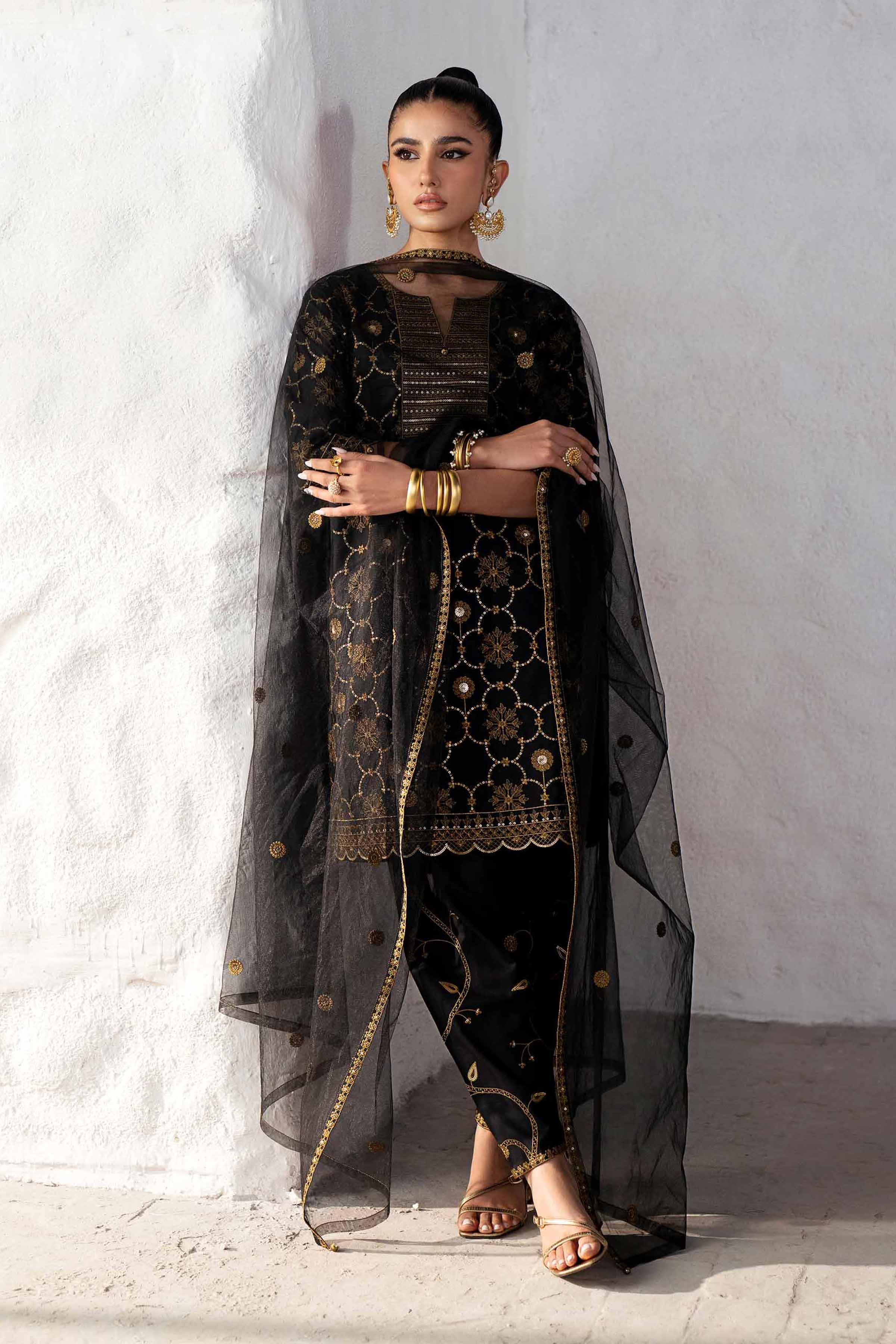 NishatUK - Black Embroidered   Cambric 3-piece ready to wear Suit