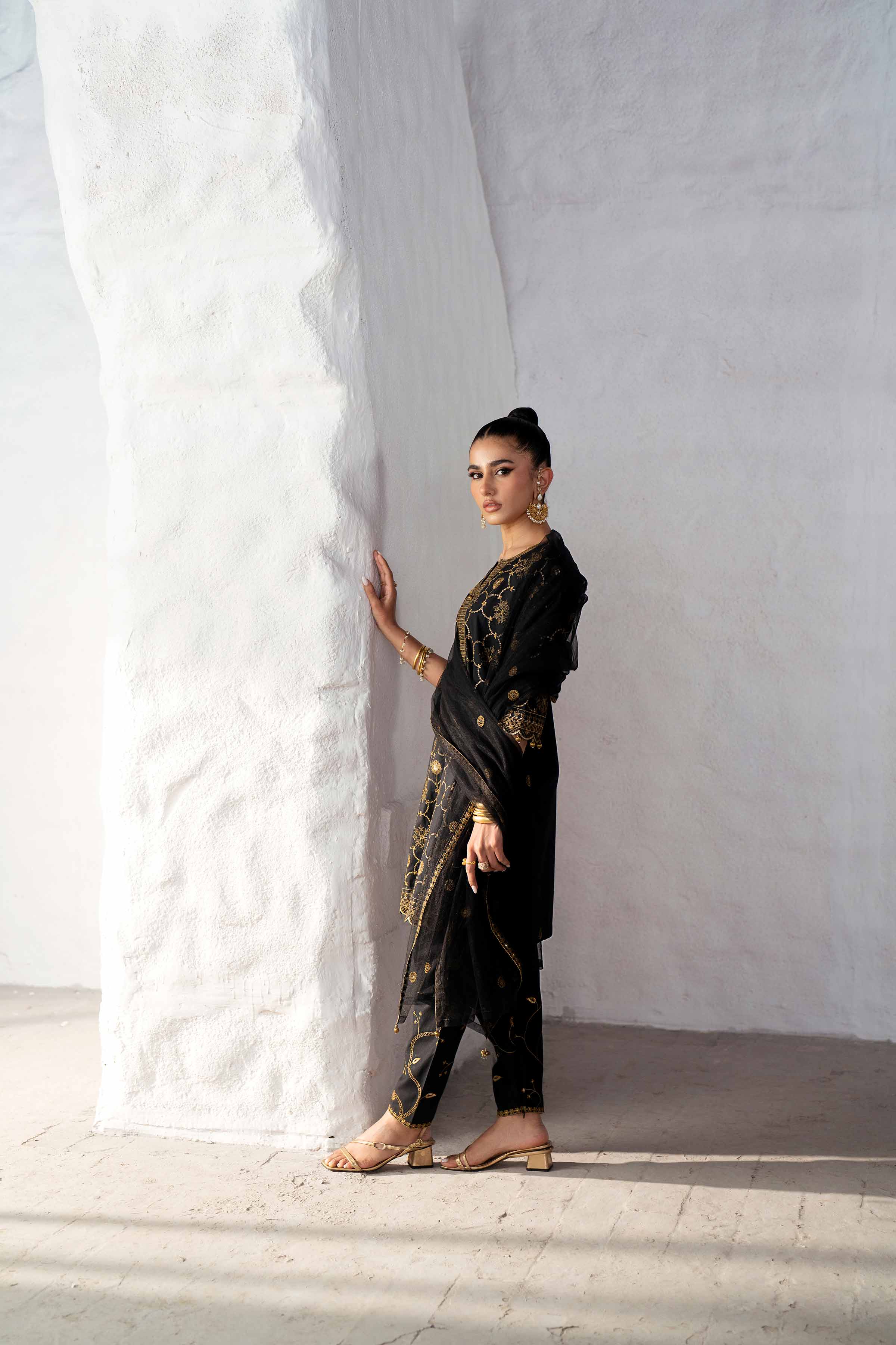 NishatUK - Black Embroidered   Cambric 3-piece ready to wear Suit