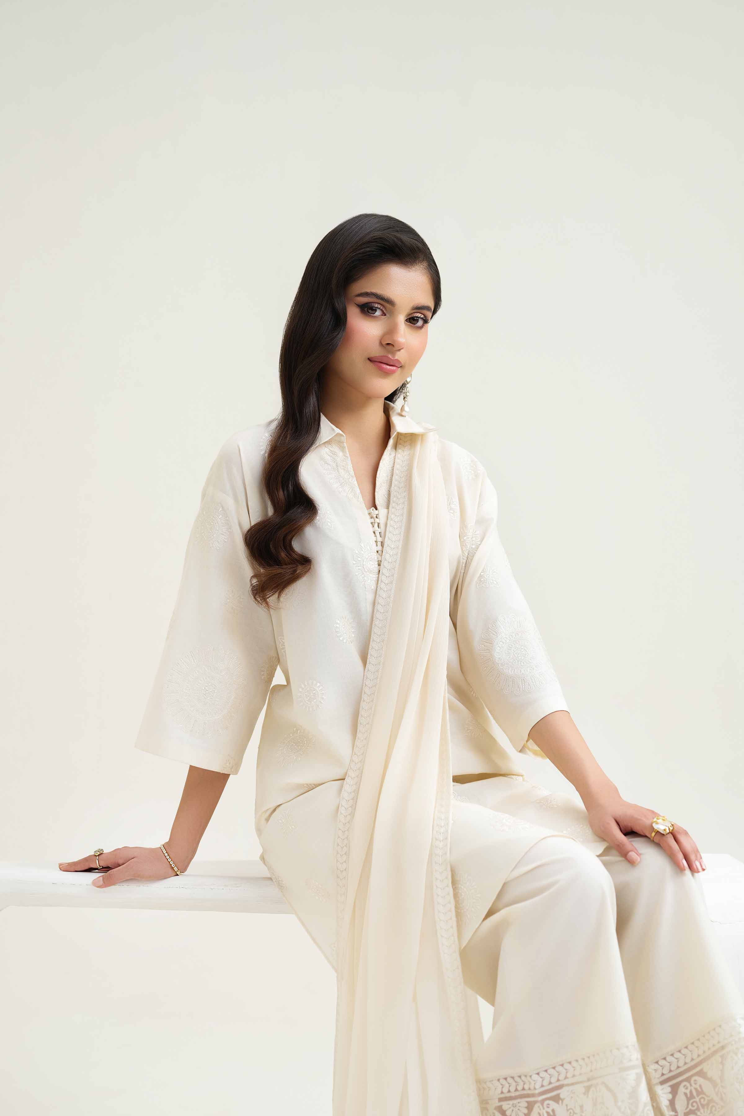 NishatUK - Brown Embroidered   Cambric 3-piece ready to wear Suit