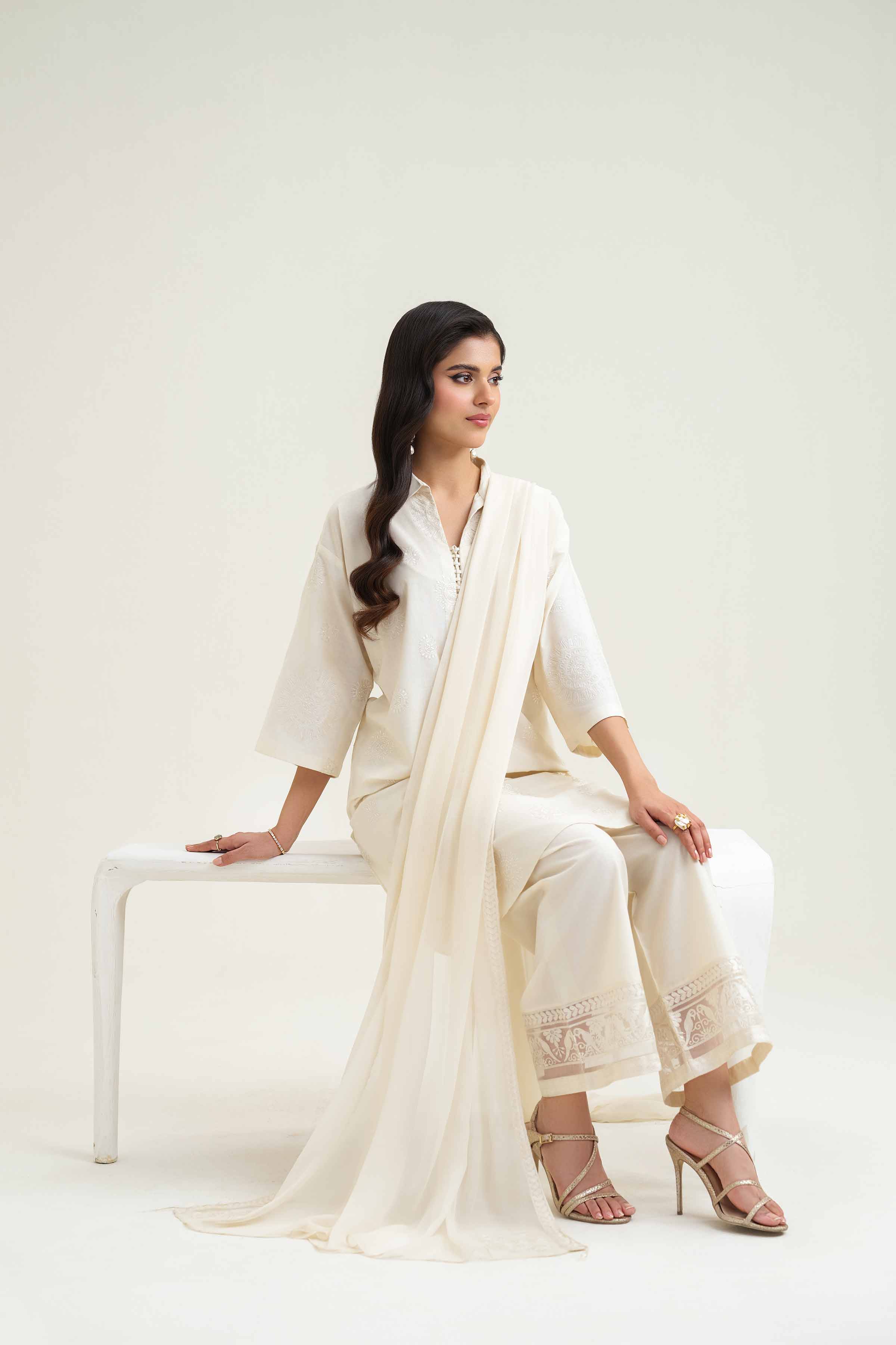 NishatUK - Brown Embroidered   Cambric 3-piece ready to wear Suit