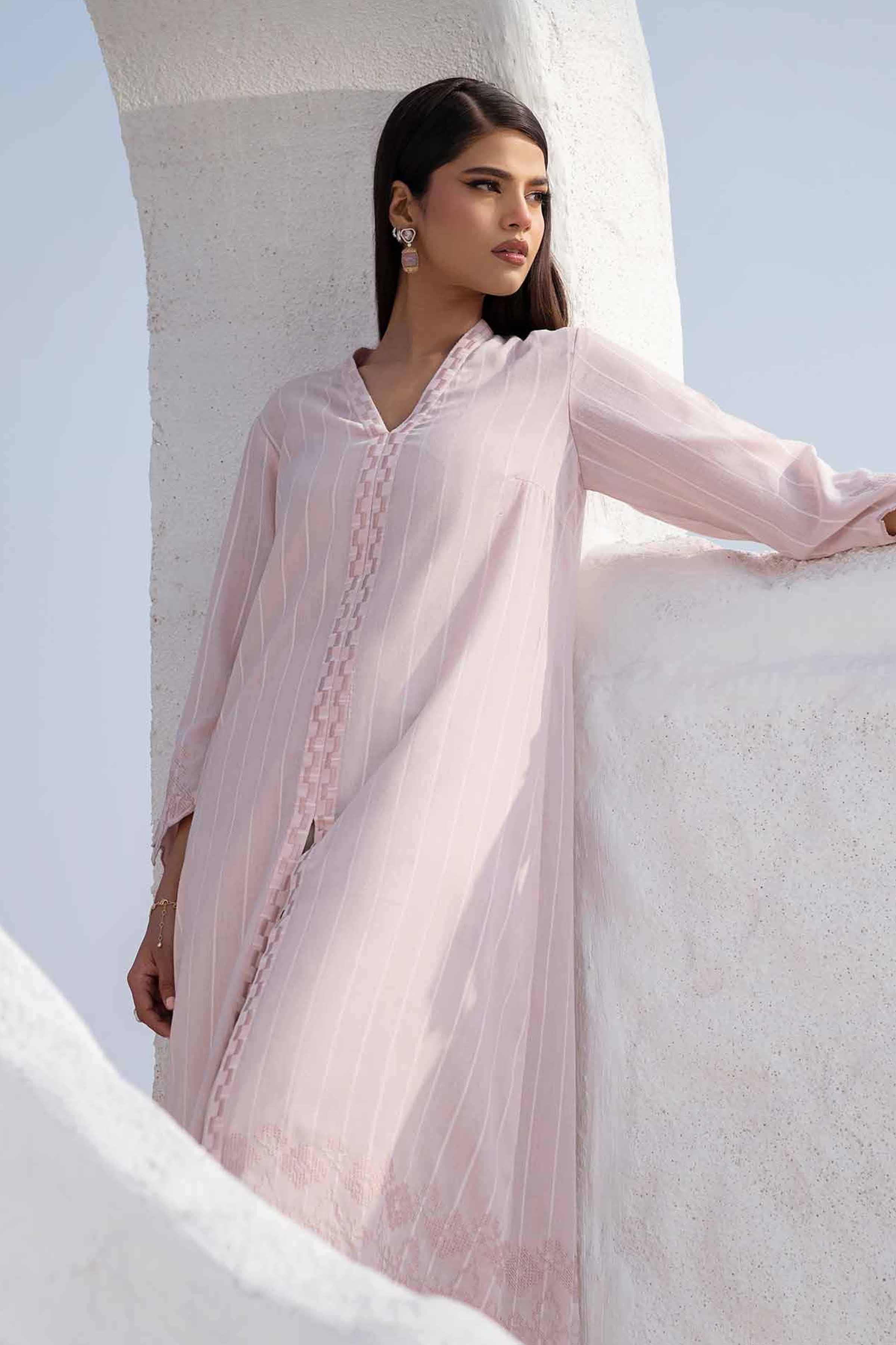 NishatUK - Brown Embroidered   Yarn Dyed 2-piece ready to wear Luxury Dress