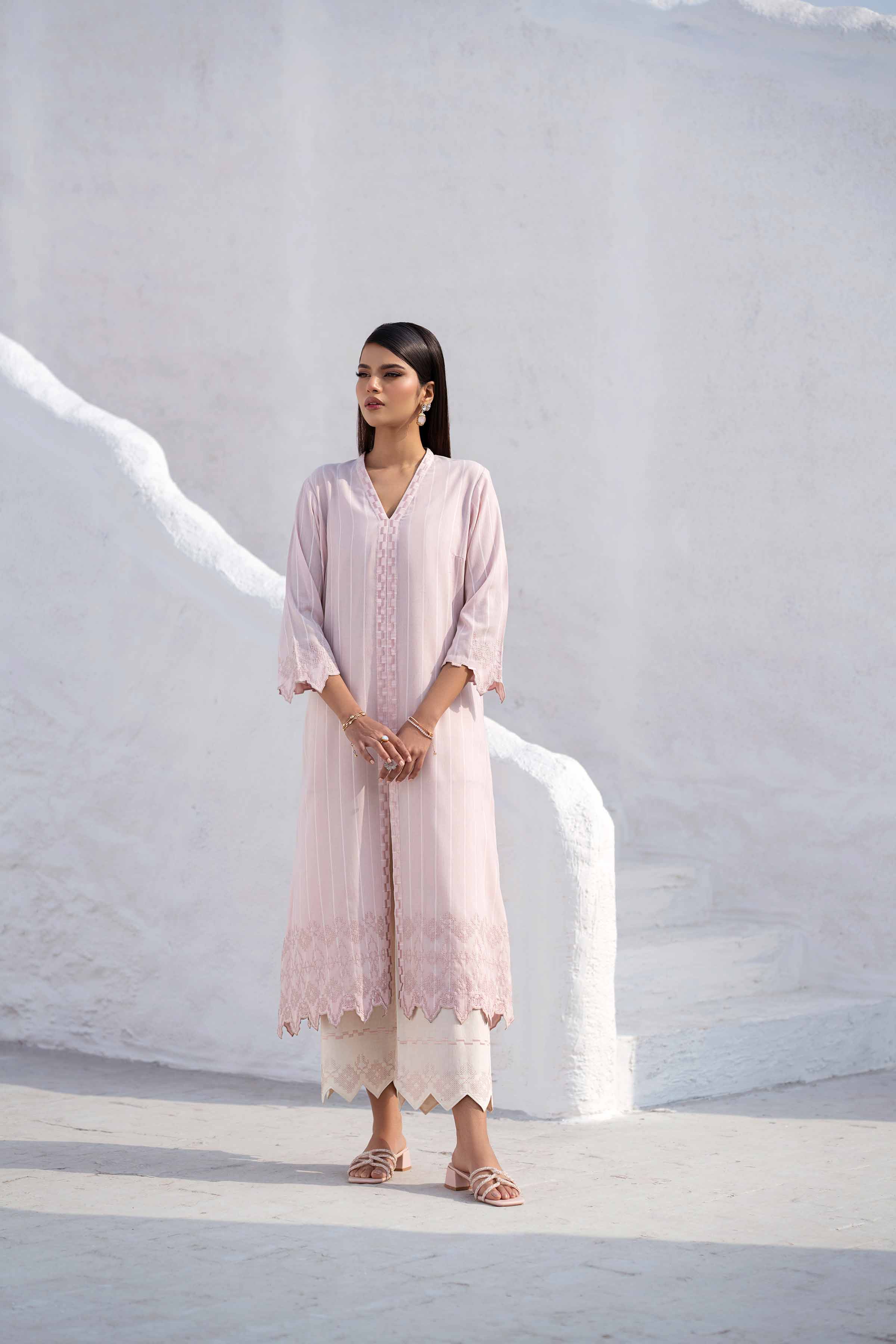 NishatUK - Brown Embroidered   Yarn Dyed 2-piece ready to wear Luxury Dress