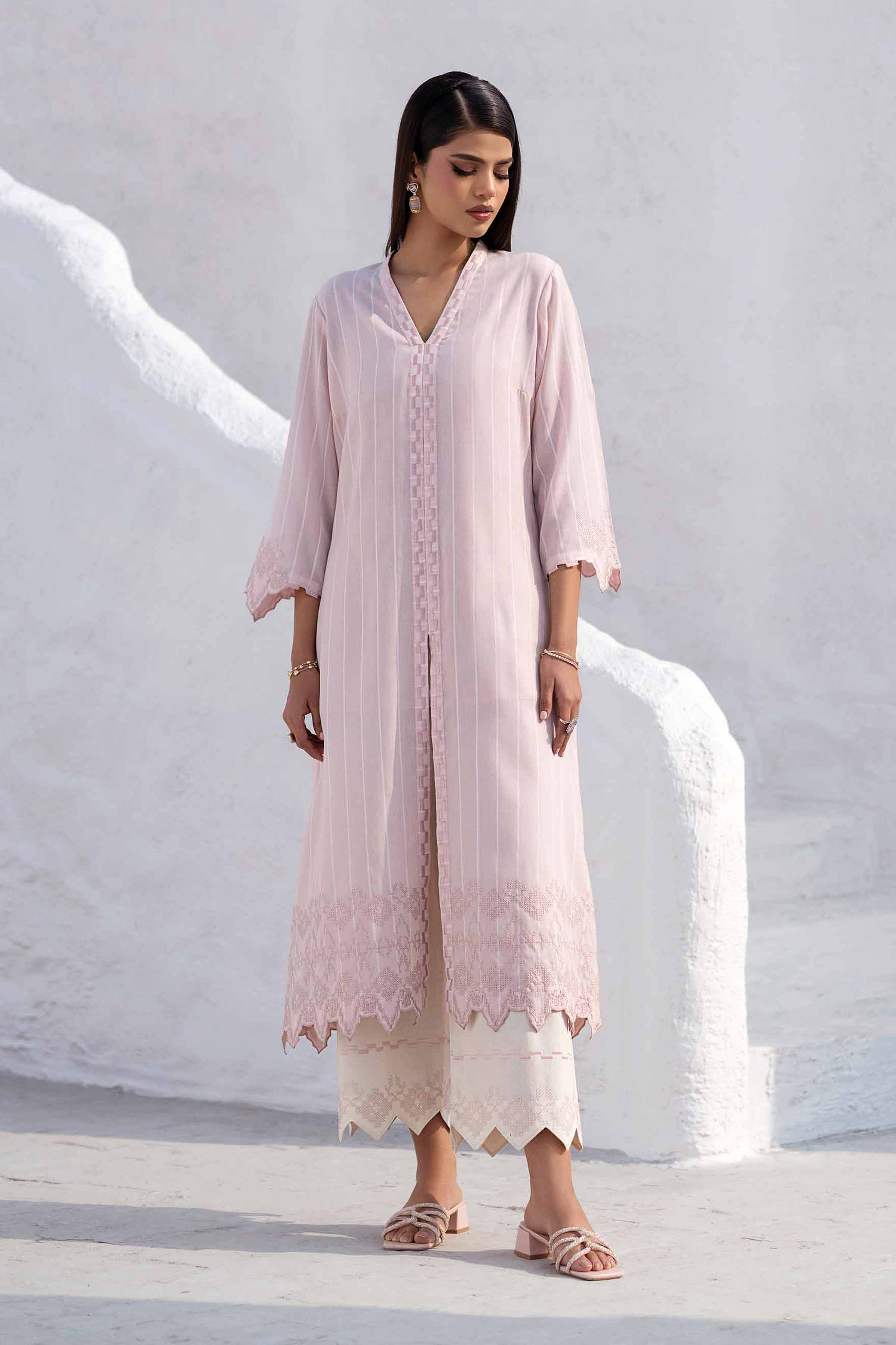 NishatUK - Brown Embroidered   Yarn Dyed 2-piece ready to wear Luxury Dress