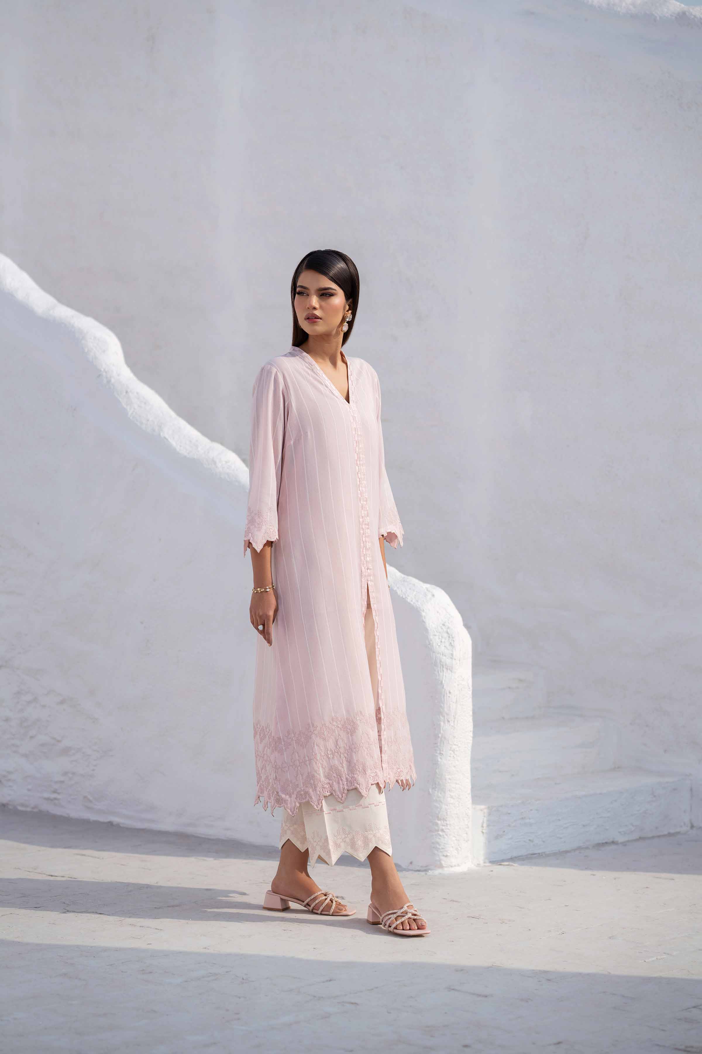 NishatUK - Brown Embroidered   Yarn Dyed 2-piece ready to wear Luxury Dress