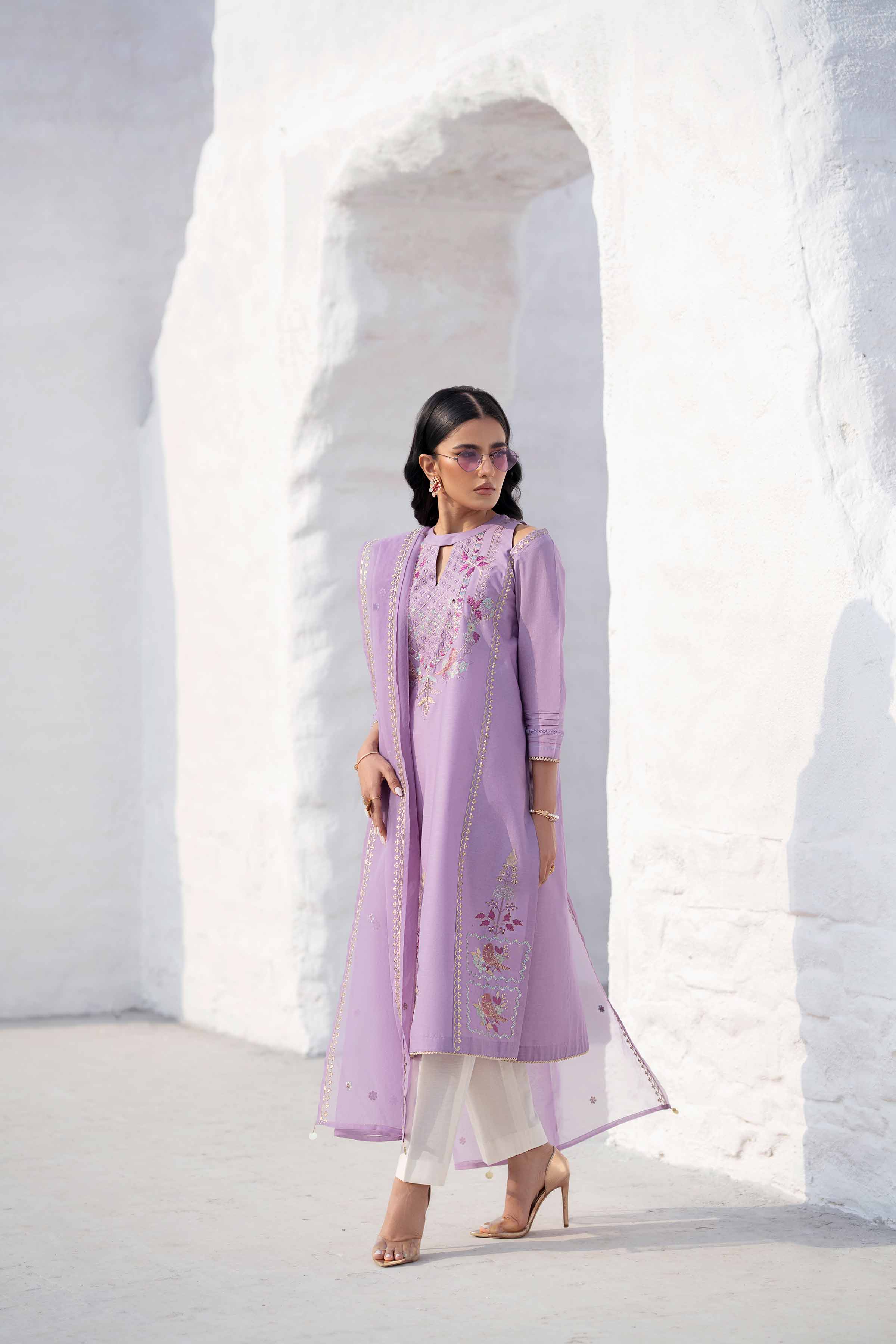 NishatUK - Brown Embroidered   Cambric 2-piece ready to wear Luxury Dress