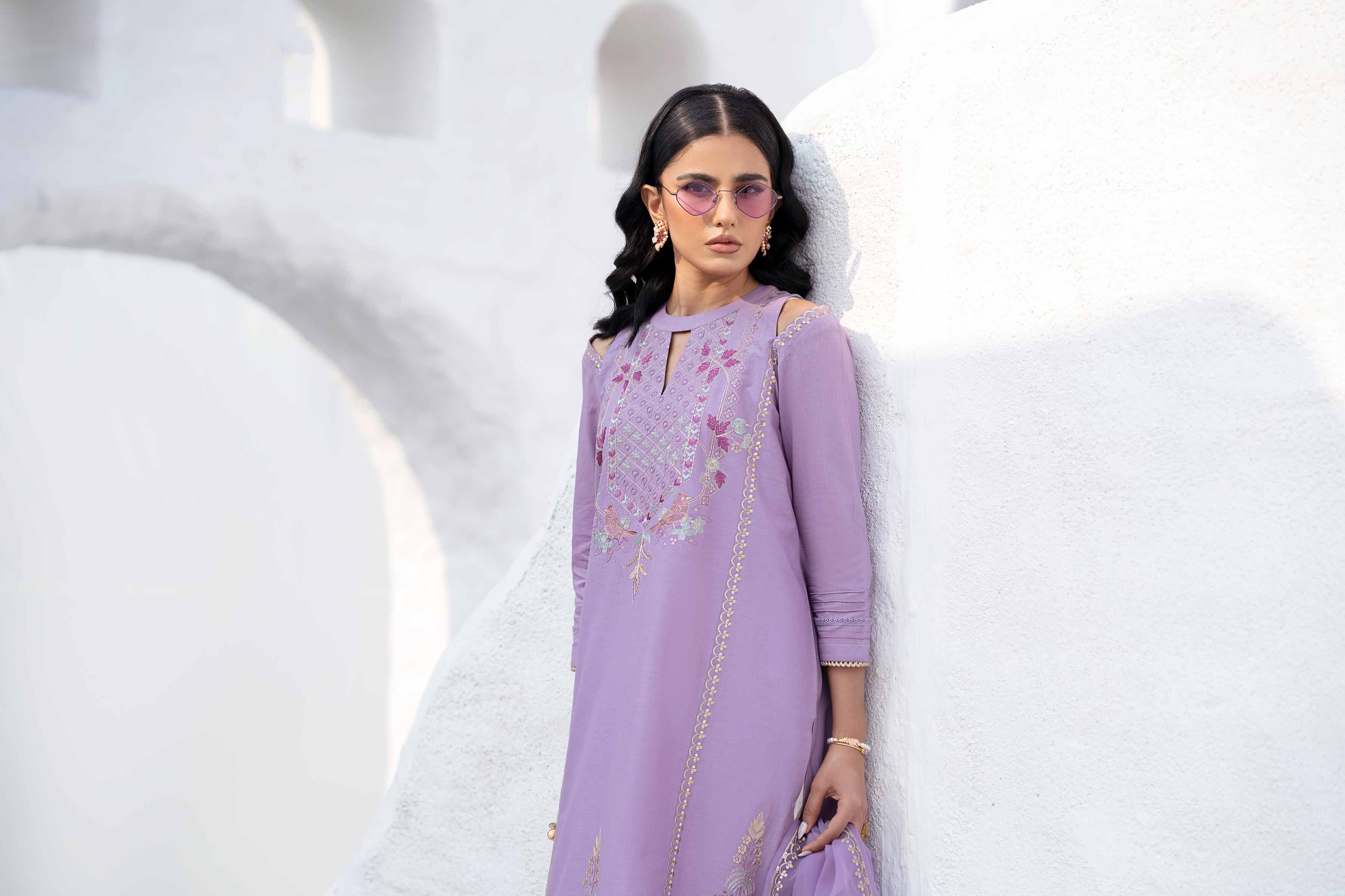 NishatUK - Brown Embroidered   Cambric 2-piece ready to wear Luxury Dress