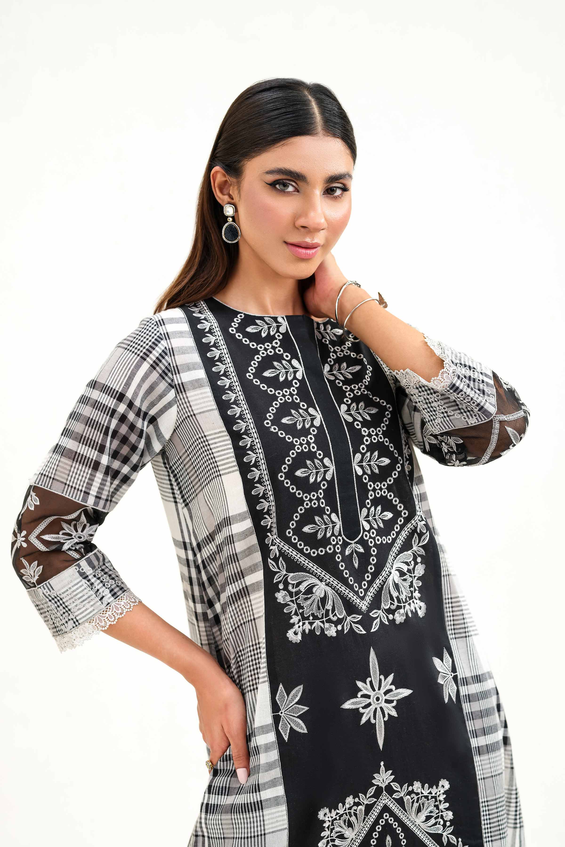 NishatUK - Black Embroidered   Cotton 2-piece ready to wear Luxury Dress