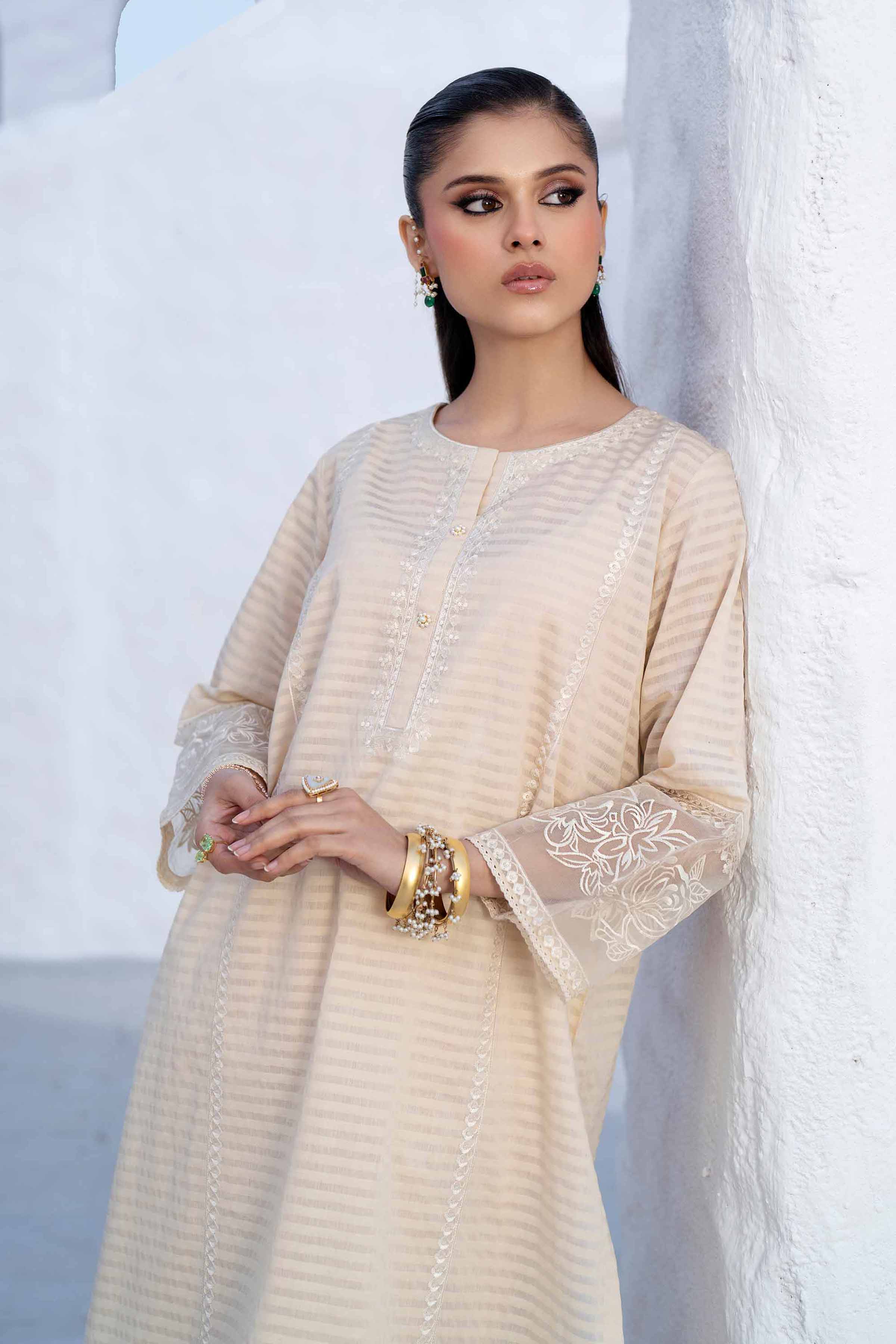 NishatUK - Ivory Embroidered   Cotton 2-piece ready to wear Luxury Dress