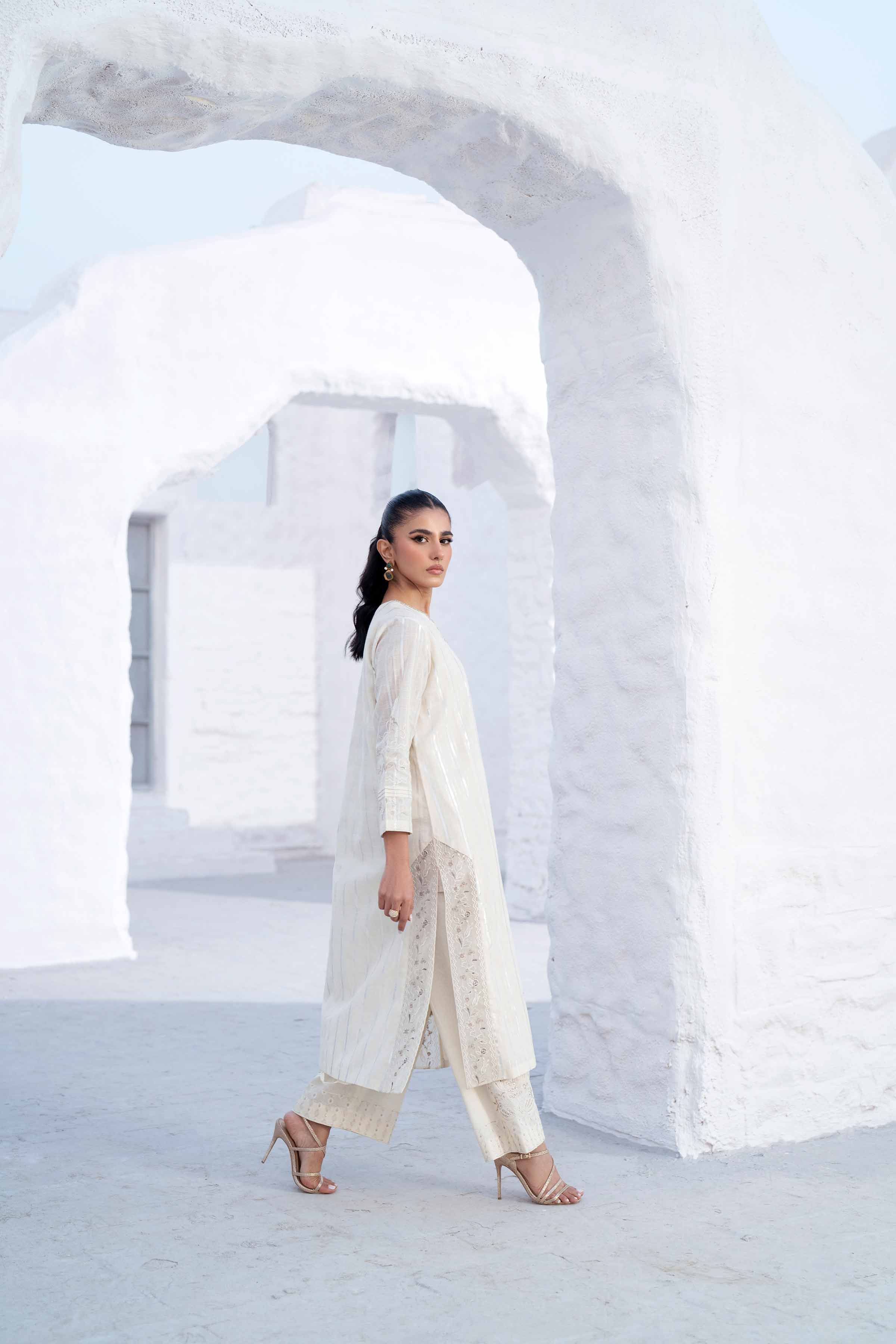 NishatUK - Beige Embroidered  Silk 2-piece ready to wear Luxury Dress