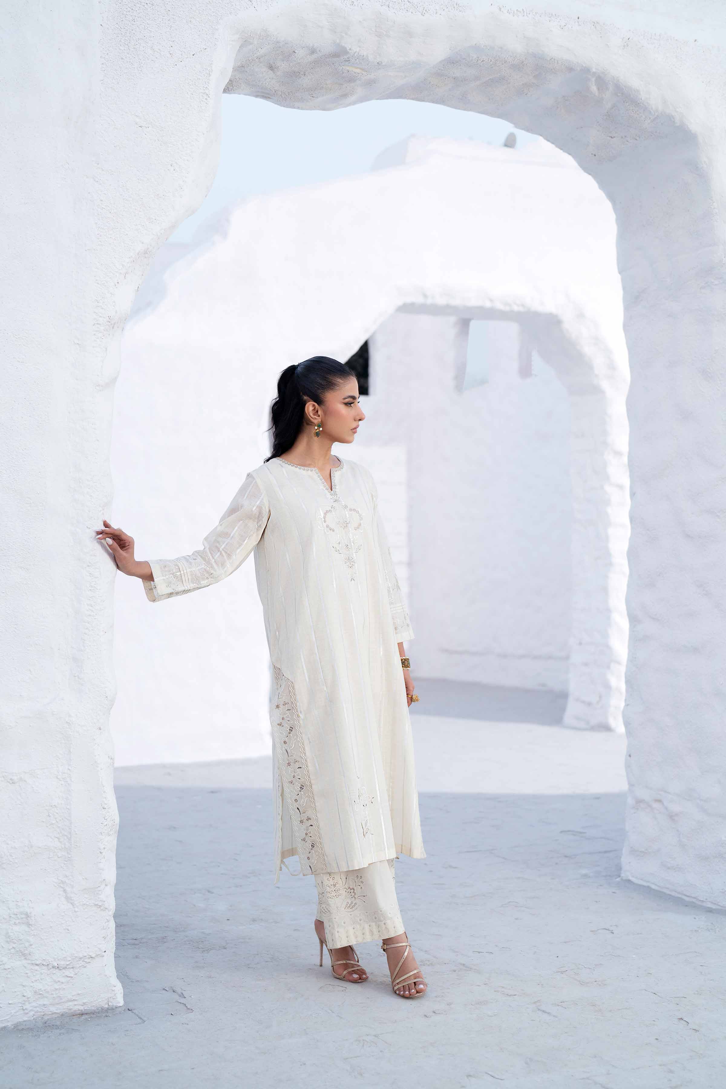 NishatUK - Beige Embroidered  Silk 2-piece ready to wear Luxury Dress