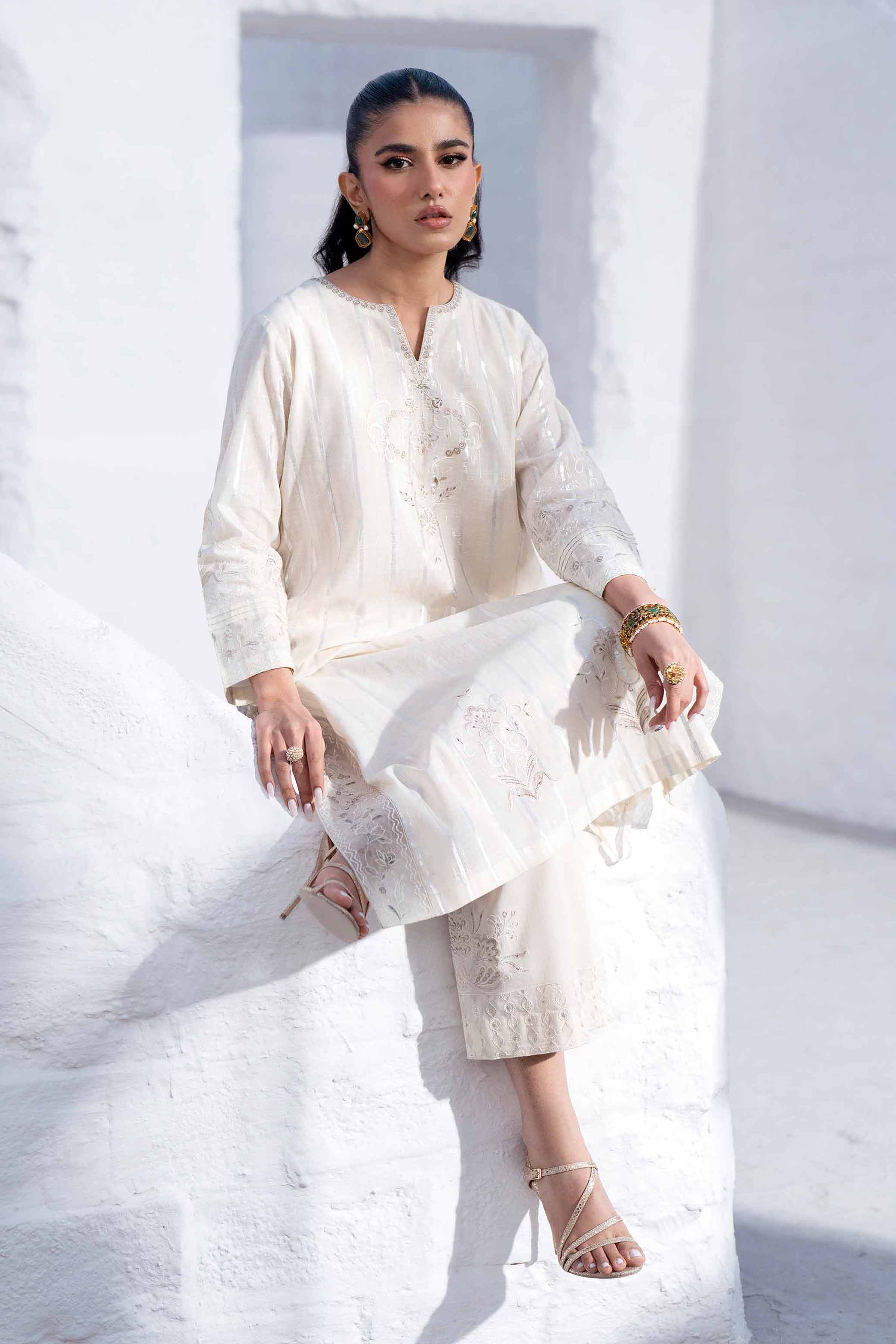 NishatUK - Beige Embroidered  Silk 2-piece ready to wear Luxury Dress