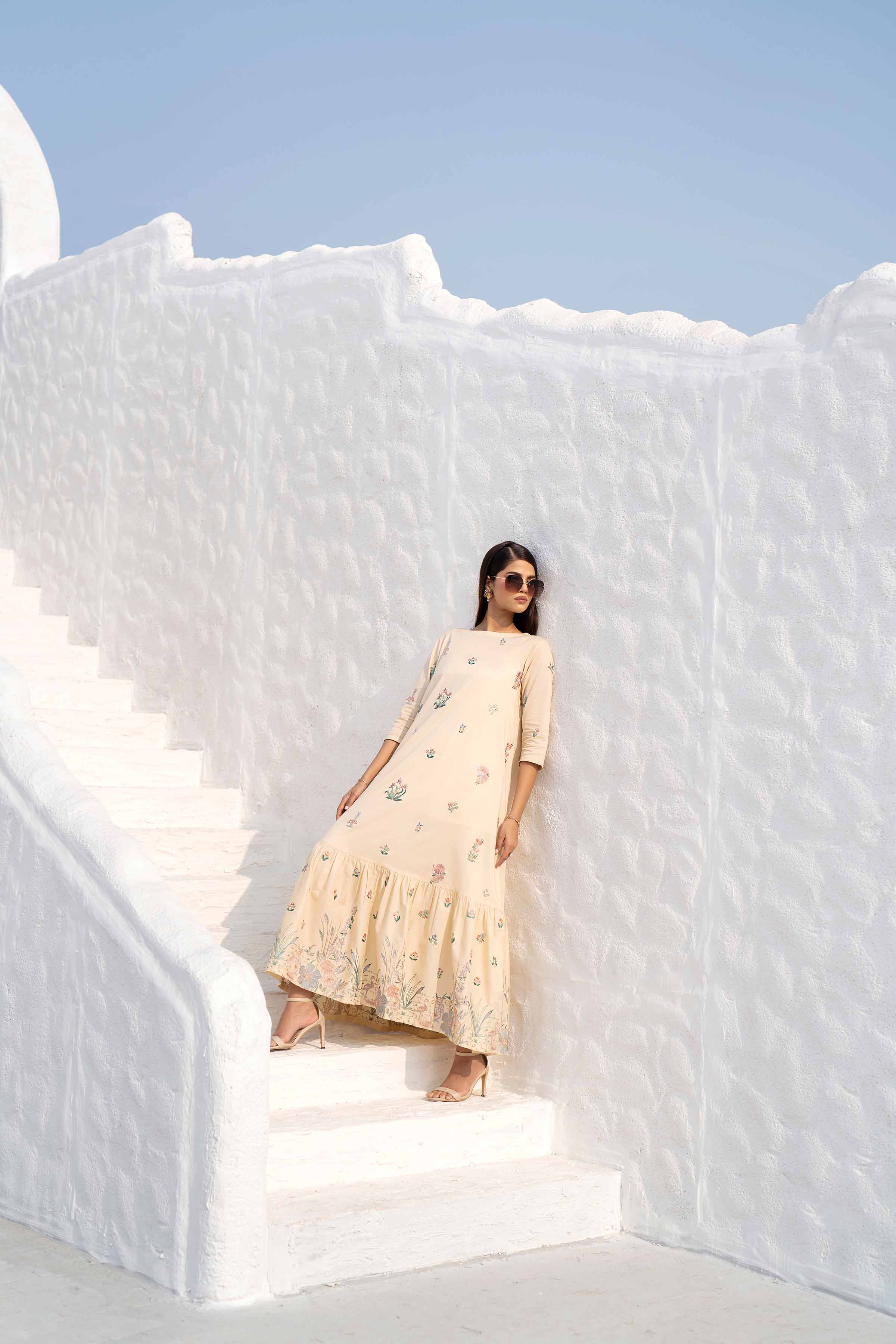 NishatUK - Lime Embroidered   Cambric 1-piece ready to wear Long Dress