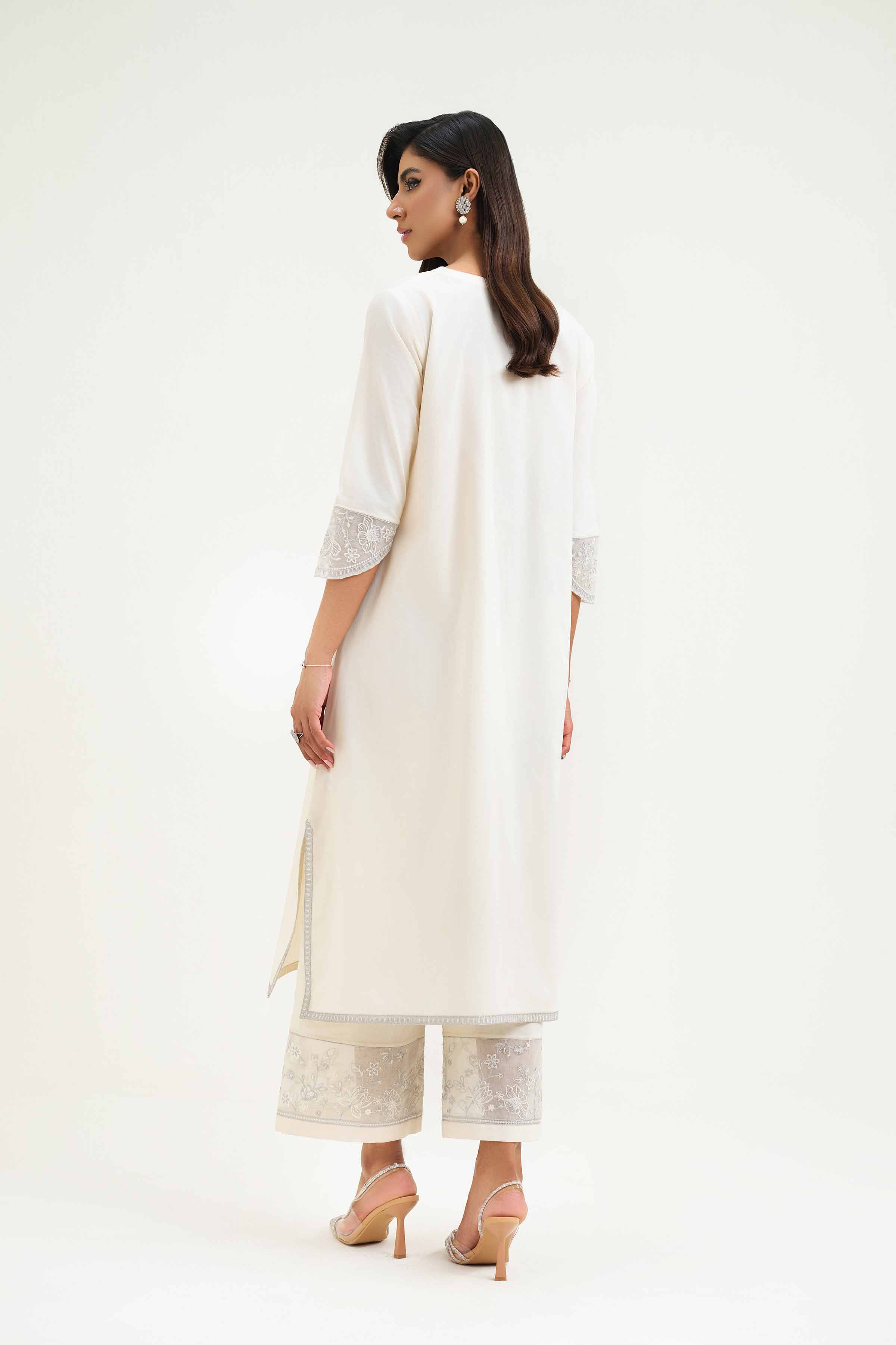 NishatUK - Beige Embroidered   Cambric 2-piece ready to wear Luxury Dress