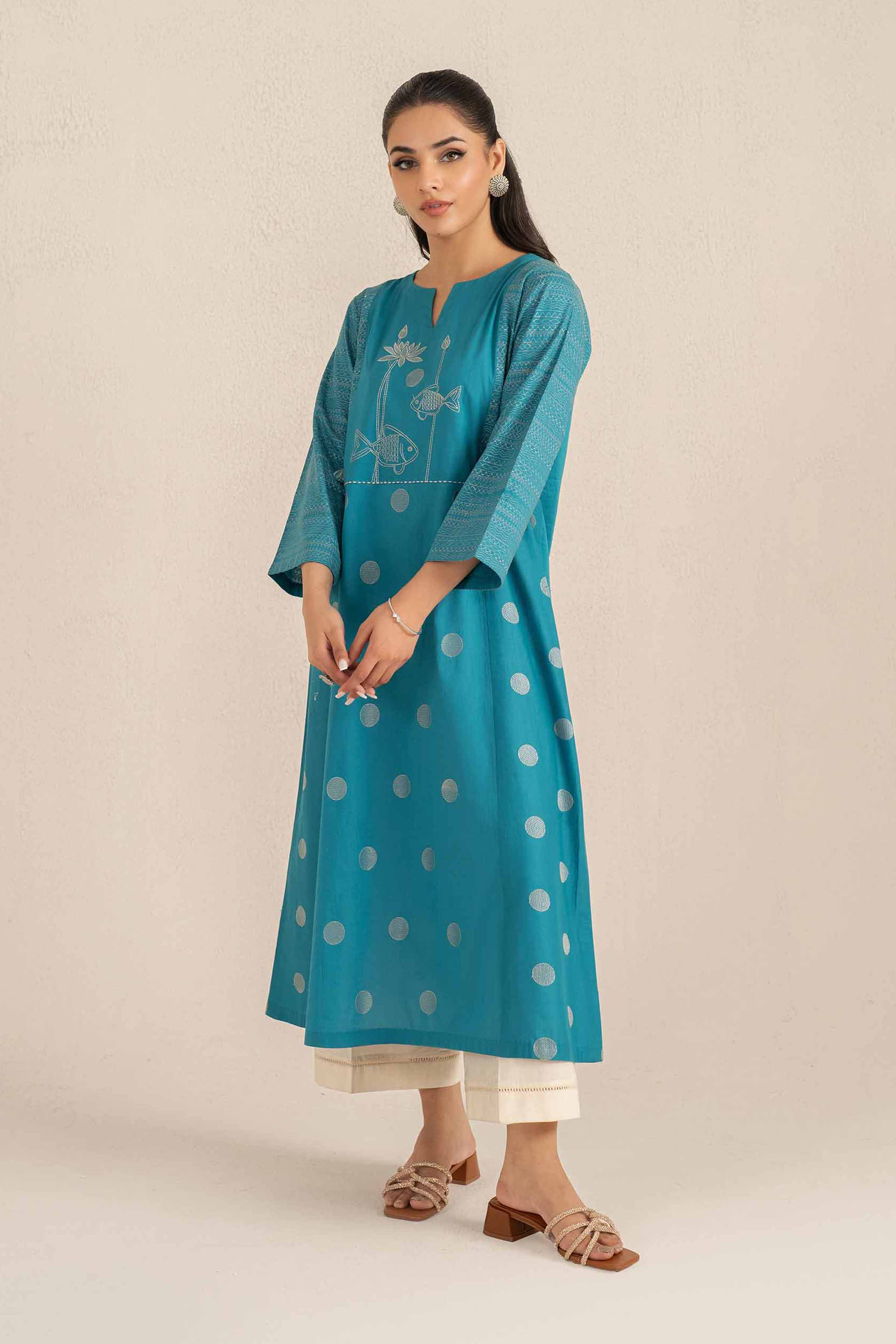 NishatUK - Ferozi Embroidered   Cambric 1-piece ready to wear Shirt