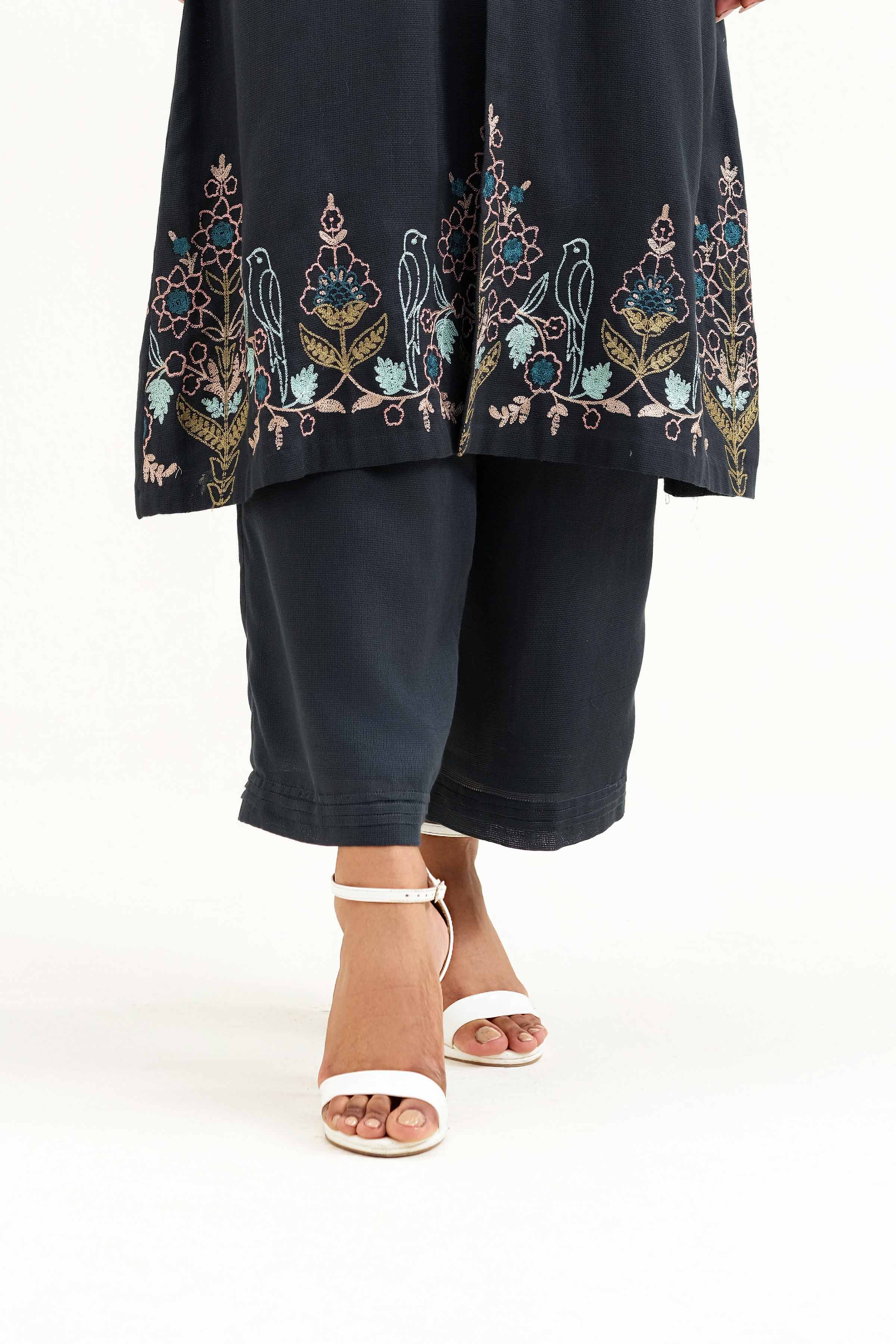 NishatUK - Grey Embroidered  Silk 2-piece ready to wear Luxury Dress