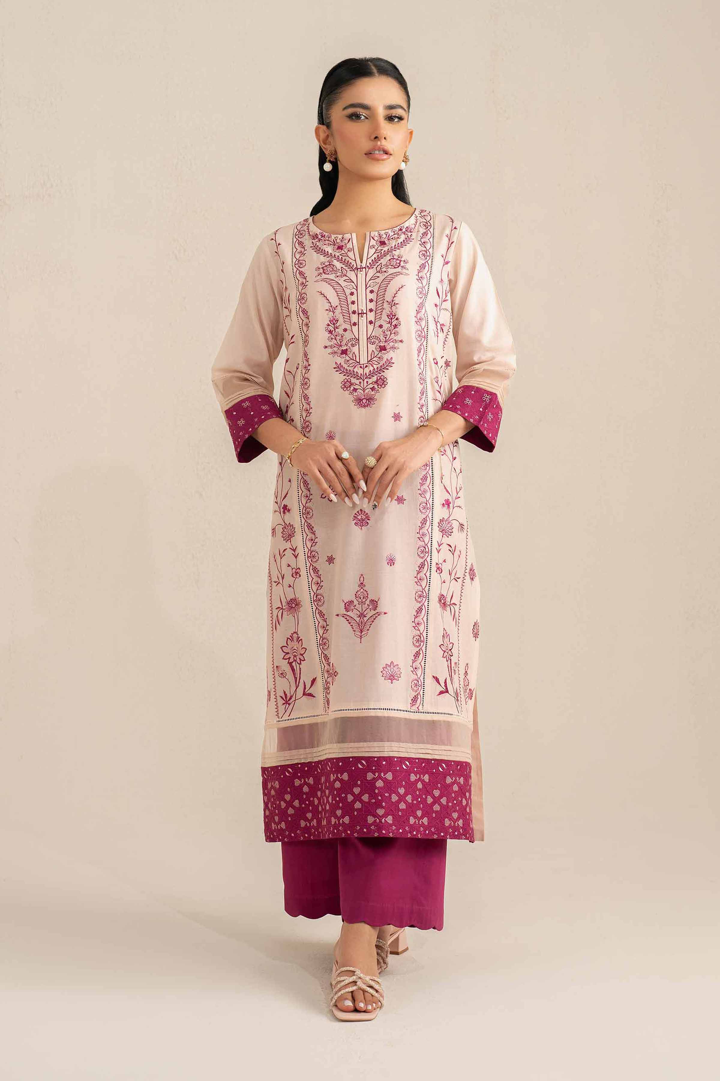 NishatUK - Brown Embroidered  Lawn 2-piece ready to wear Luxury Dress