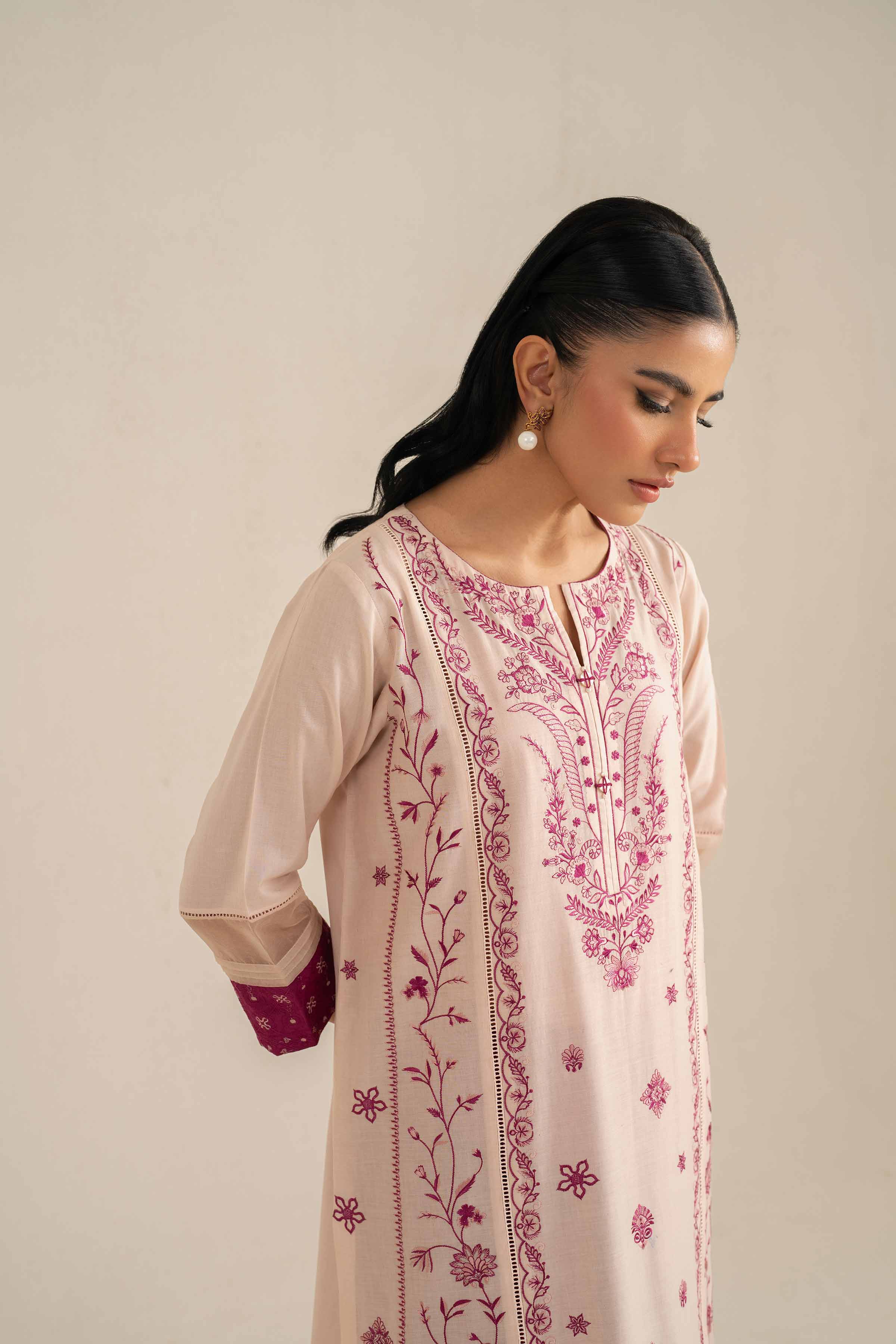 NishatUK - Brown Embroidered  Lawn 2-piece ready to wear Luxury Dress