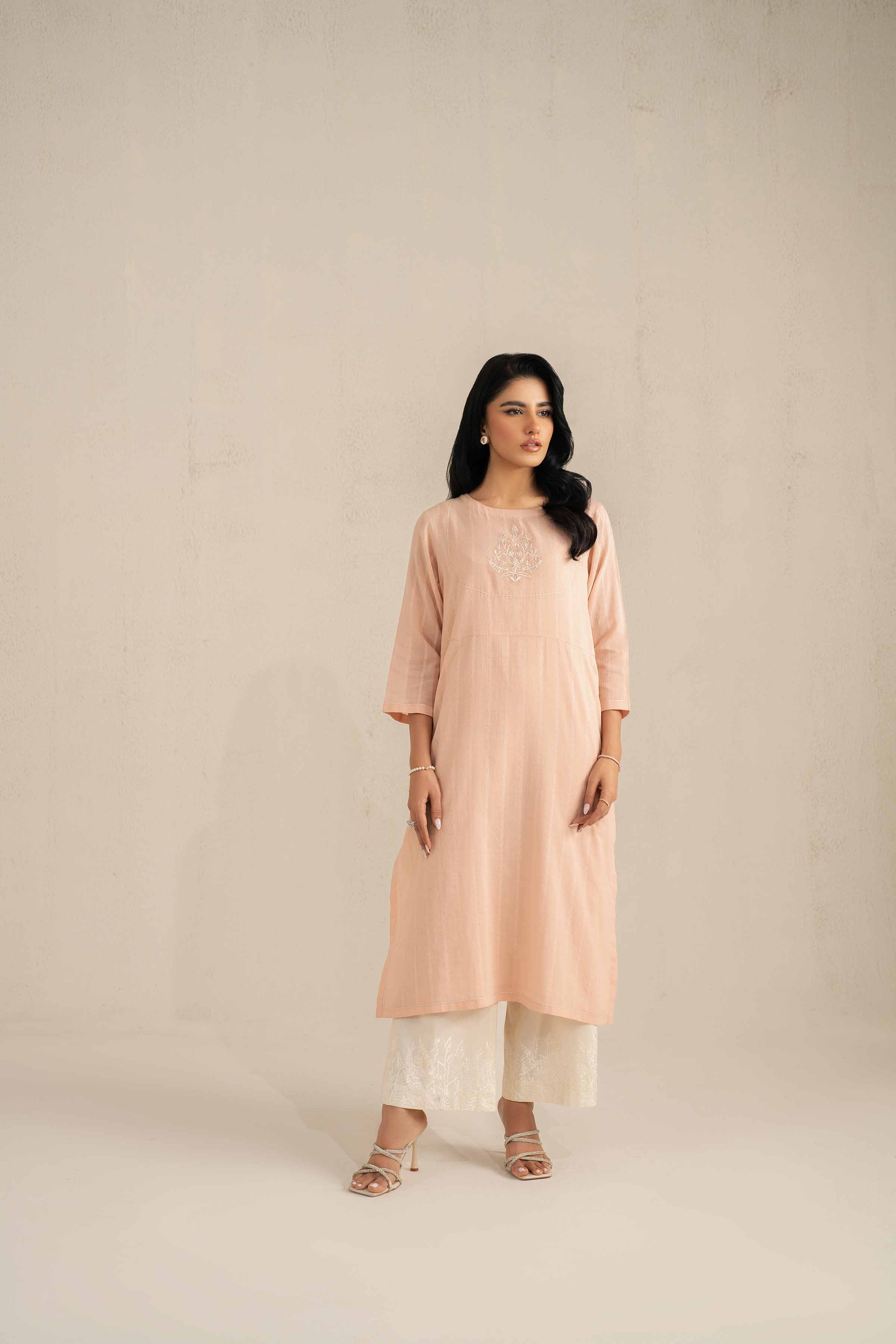NishatUK - Brown Embroidered  Silk 2-piece ready to wear Luxury Dress
