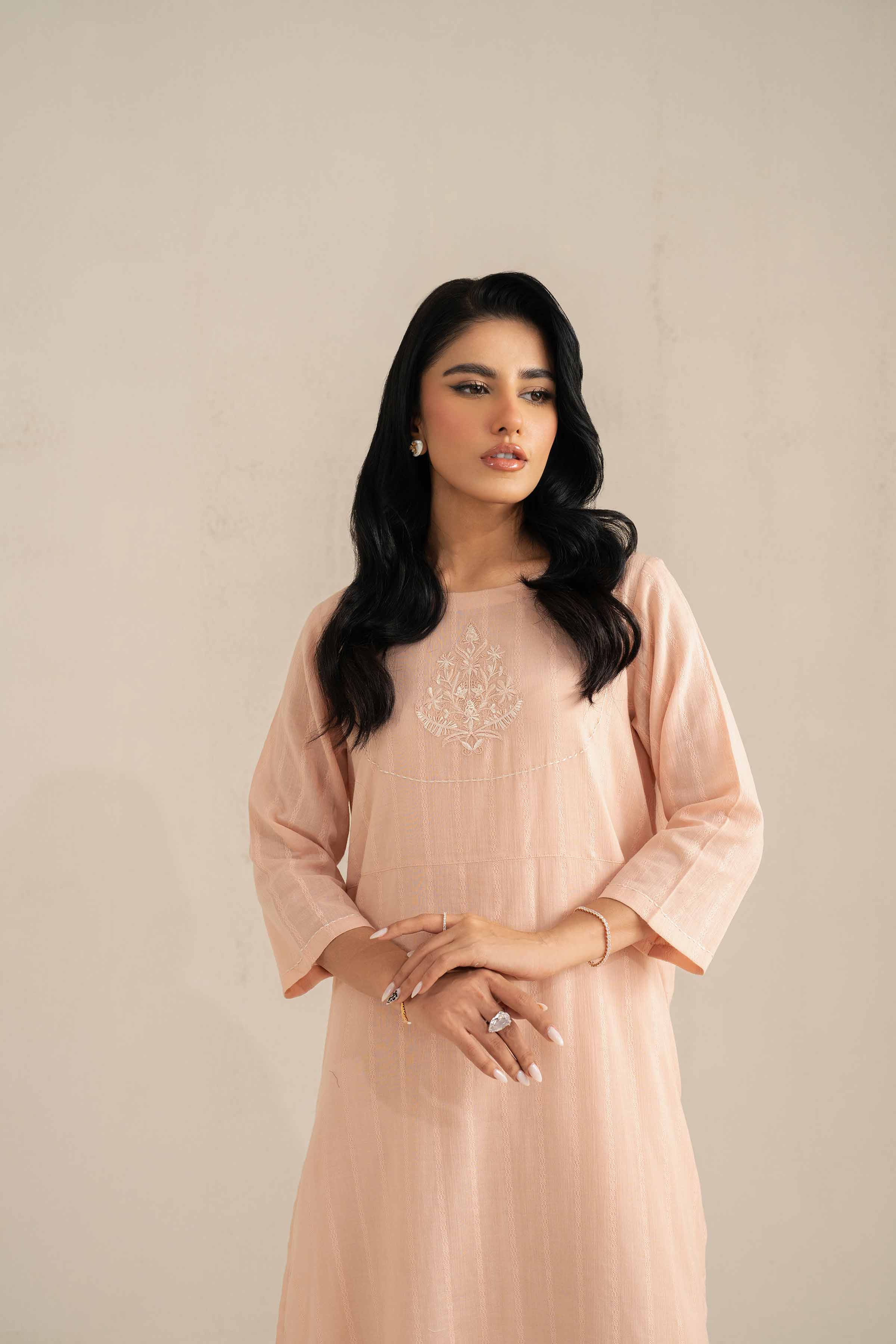 NishatUK - Brown Embroidered  Silk 2-piece ready to wear Luxury Dress