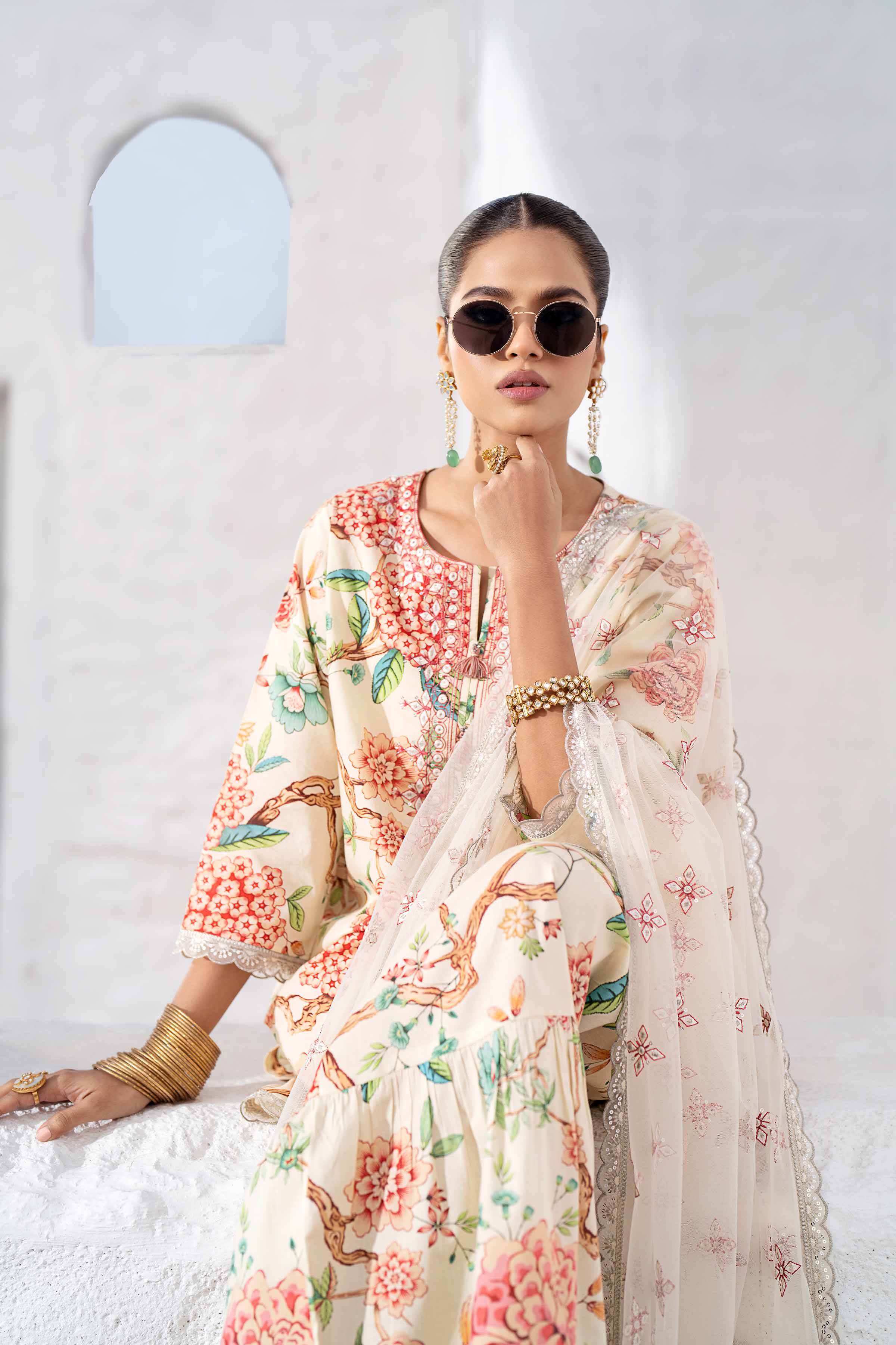 NishatUK - Brown Embroidered   Cambric 3-piece ready to wear Suit