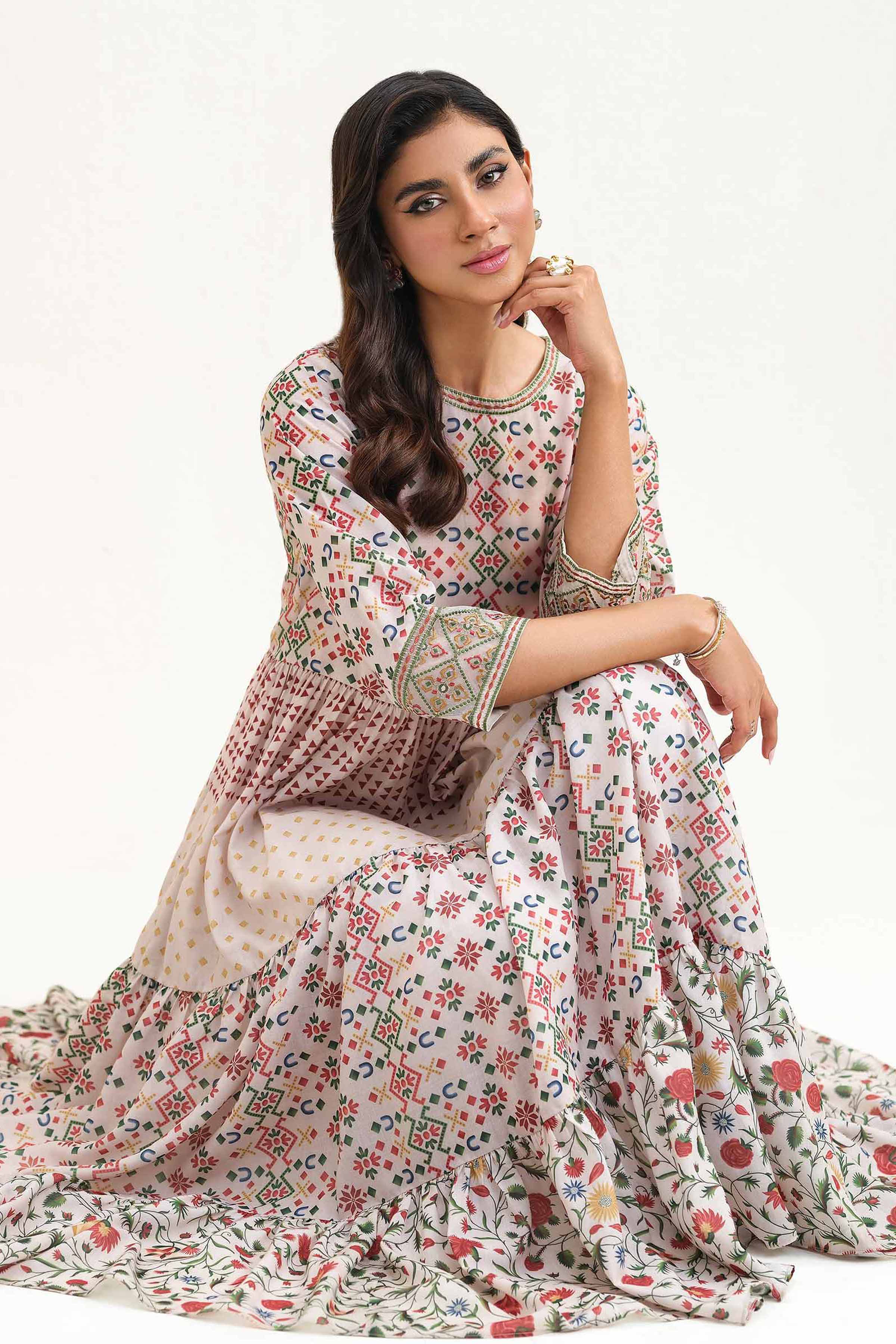 Nishat UK - Printed Embroidered Dress - KFS25-40