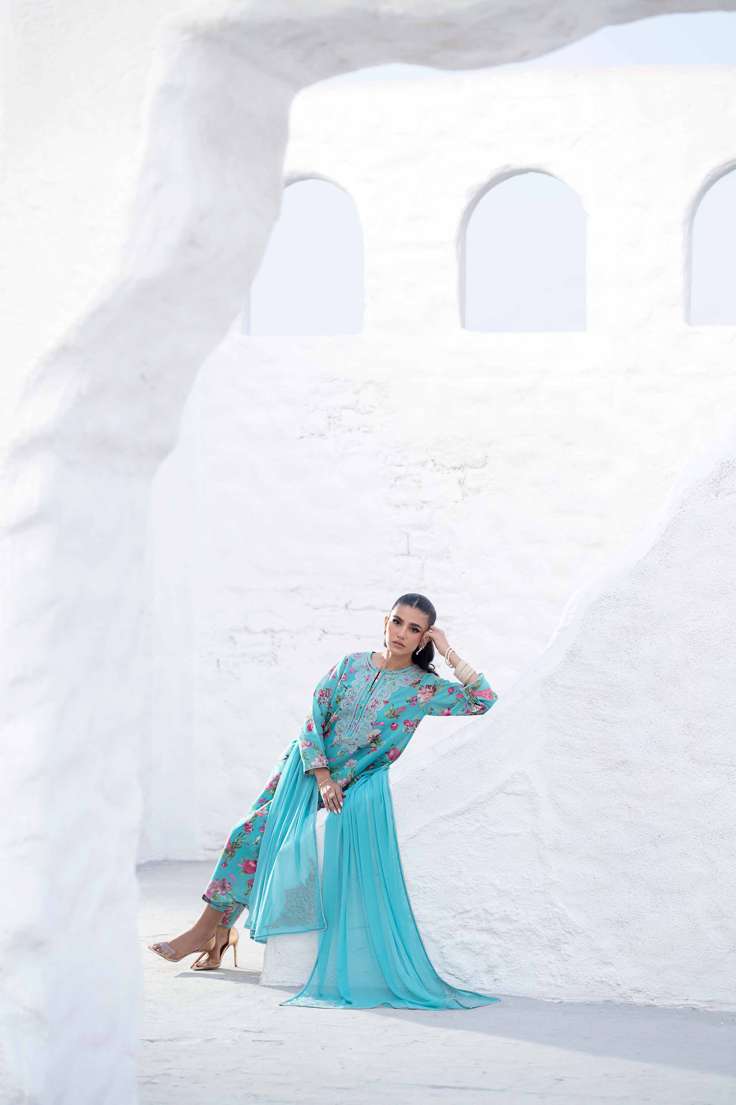 NishatUK - Brown Embroidered   Voile 3-piece ready to wear Suit