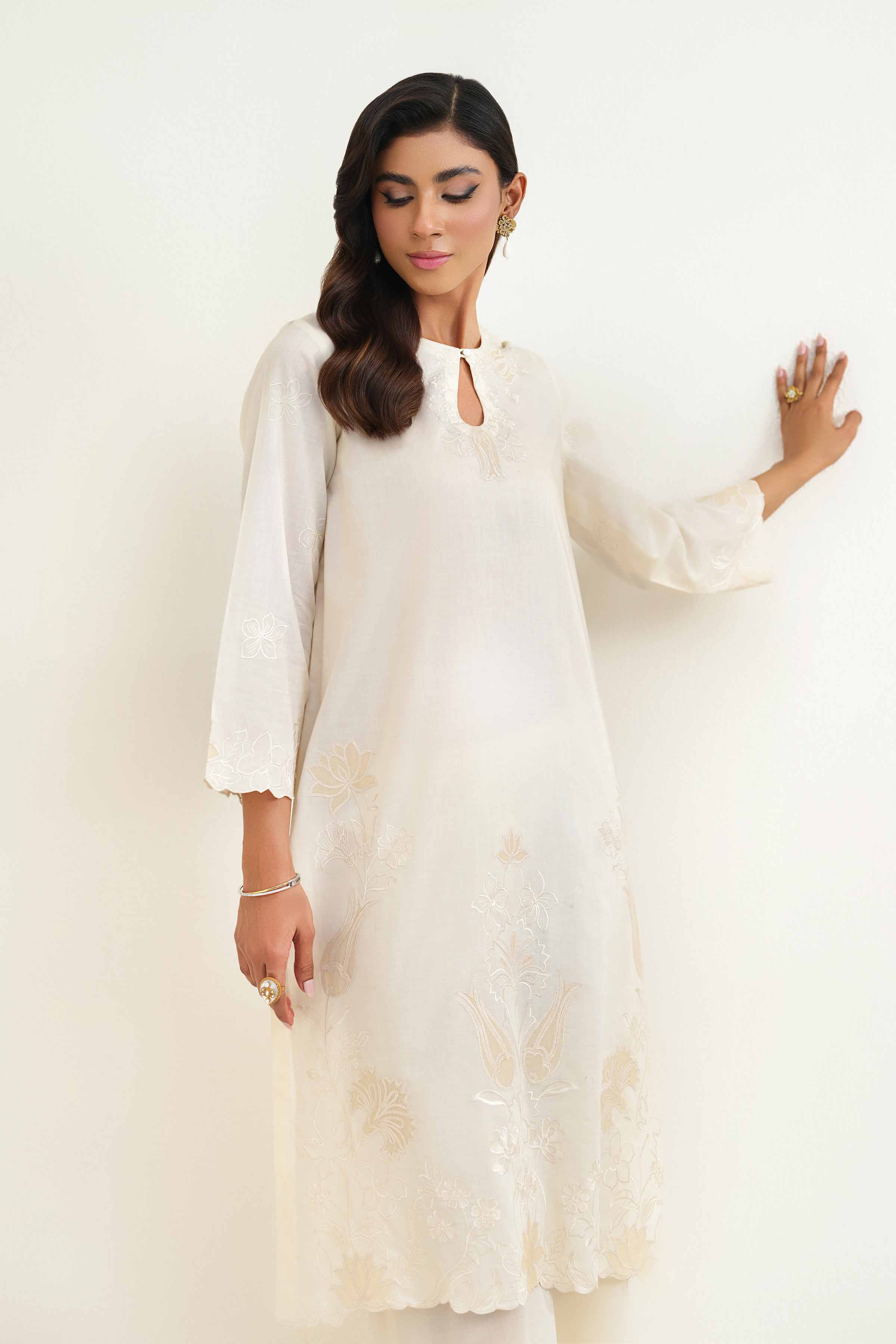 NishatUK - Brown Embroidered  Lawn 3-piece ready to wear Suit