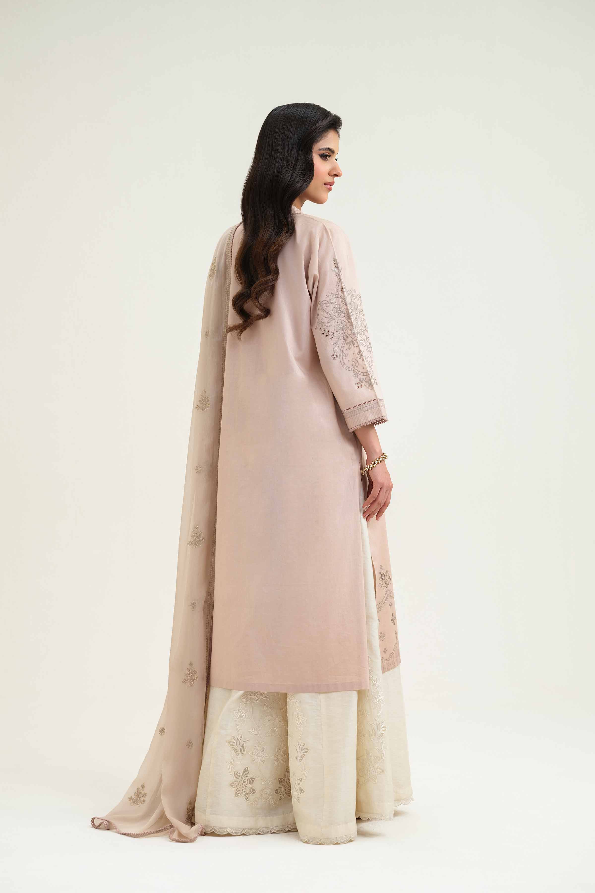 NishatUK - Mauve Embroidered   Cambric 2-piece ready to wear Luxury Dress