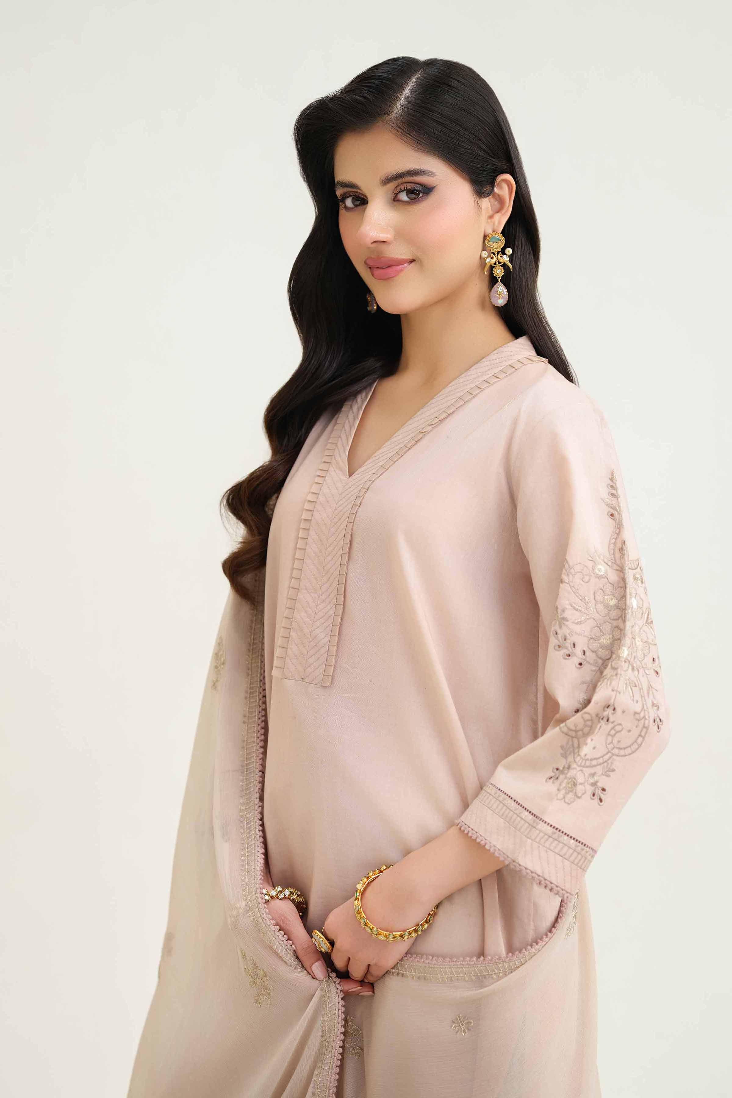 NishatUK - Mauve Embroidered   Cambric 2-piece ready to wear Luxury Dress