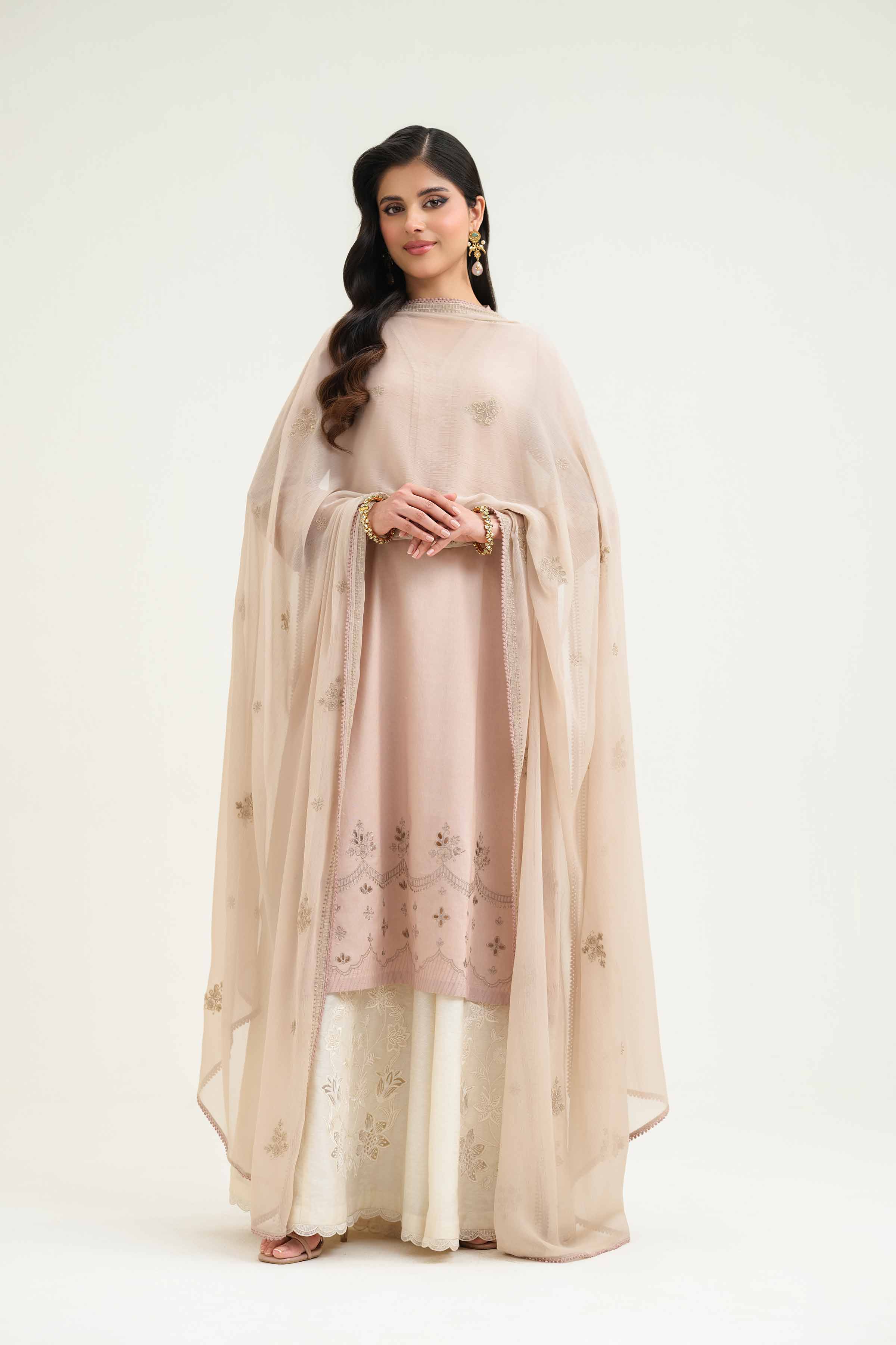 NishatUK - Mauve Embroidered   Cambric 2-piece ready to wear Luxury Dress