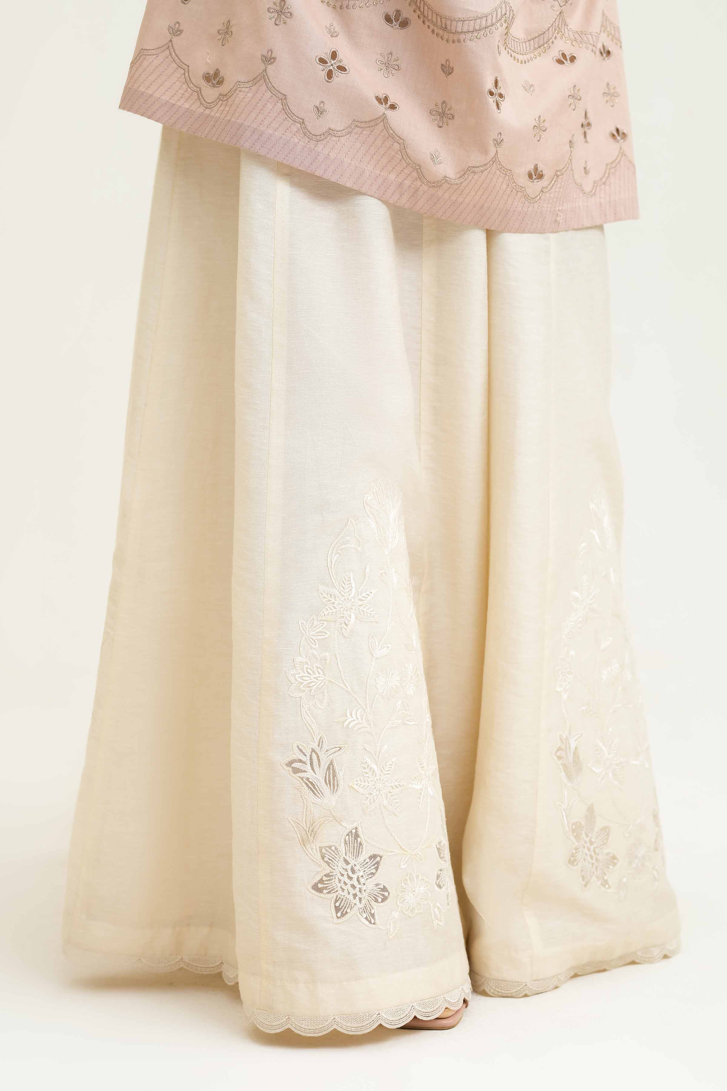 NishatUK - Off White Embroidered  Silk 1-piece ready to wear Trouser