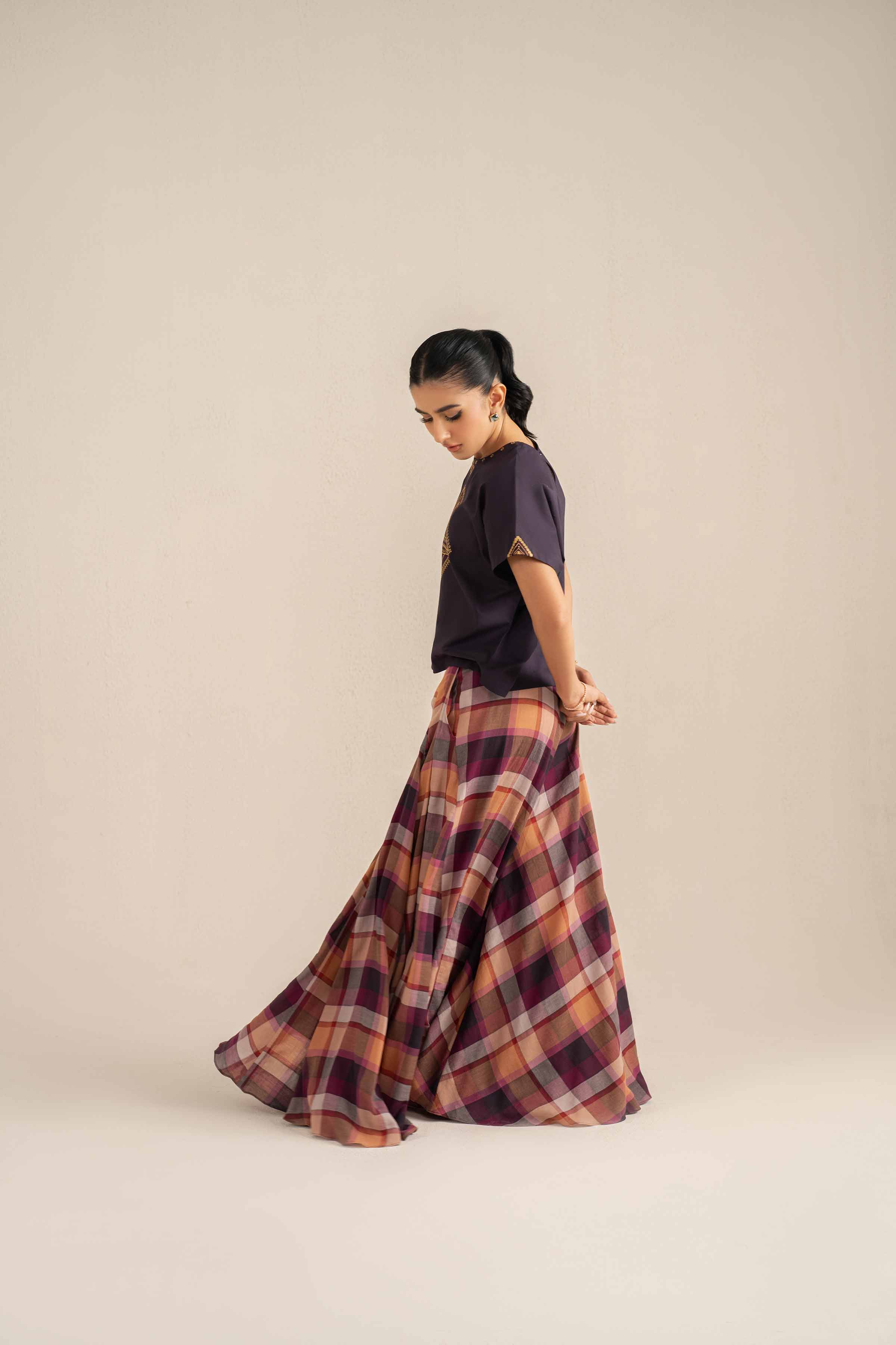 NishatUK - Plum Embroidered   Cambric 2-piece ready to wear Luxury Dress